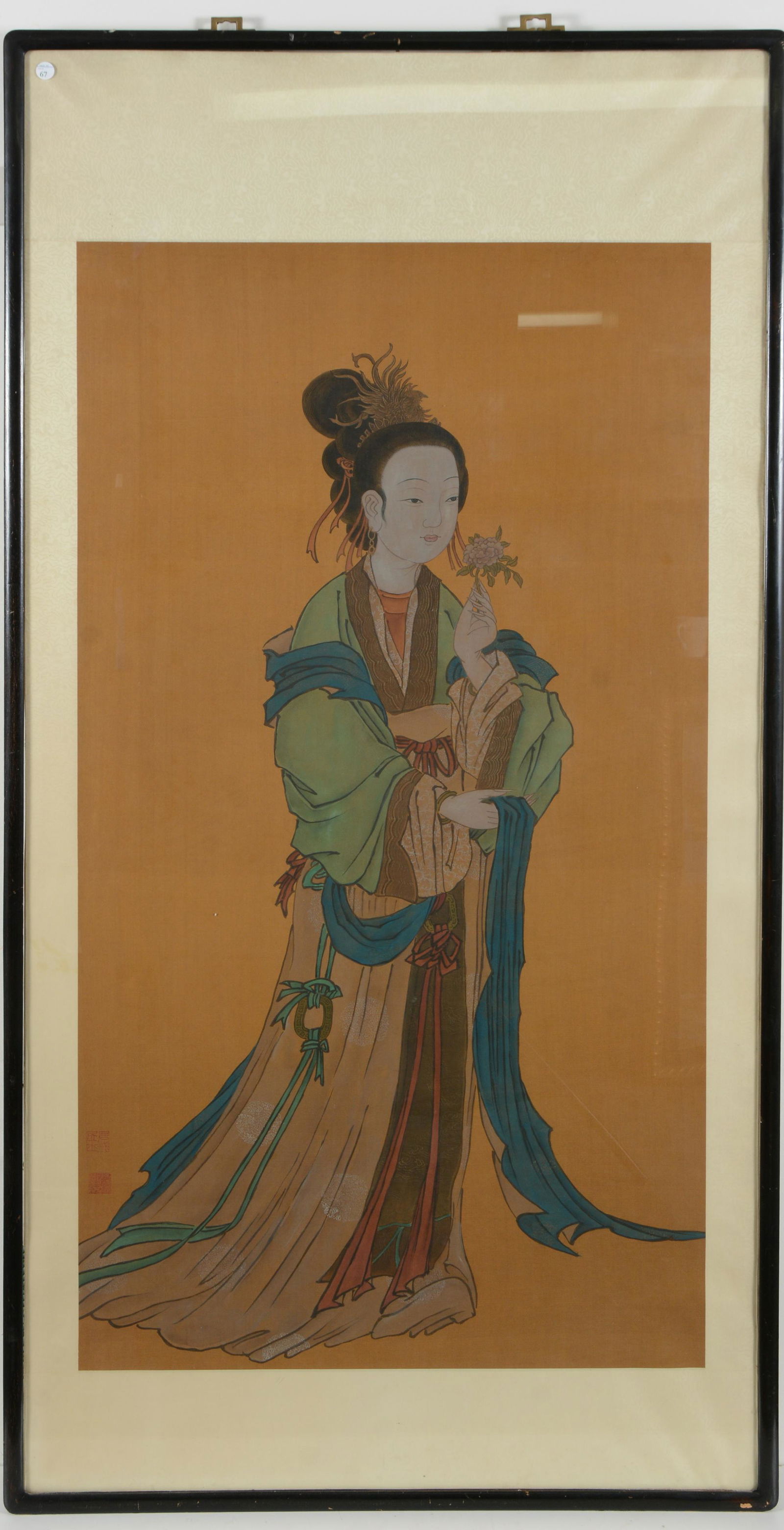 Large Chinese painting of Guanyin. Watercolor and (1 of 6)