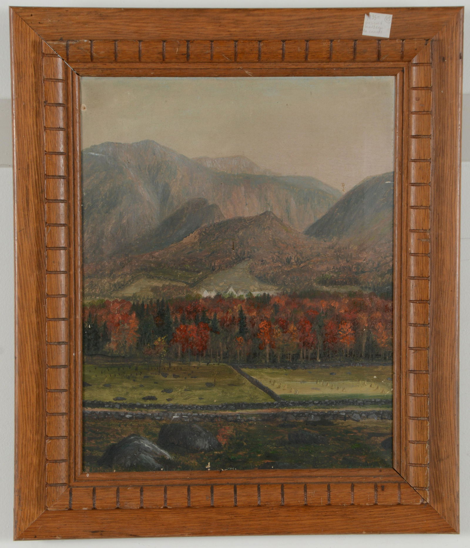 Antique mountainous landscape painting with stonewall (1 of 5)
