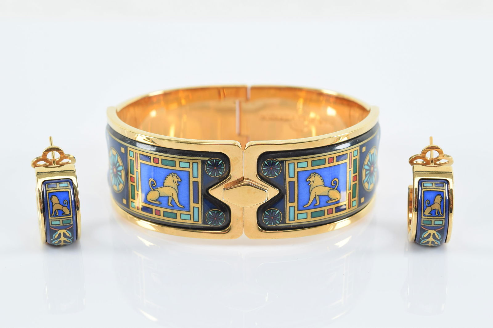 Michaela Frey Austrian gilt and enamel cuff bracelet (1 of 7)
