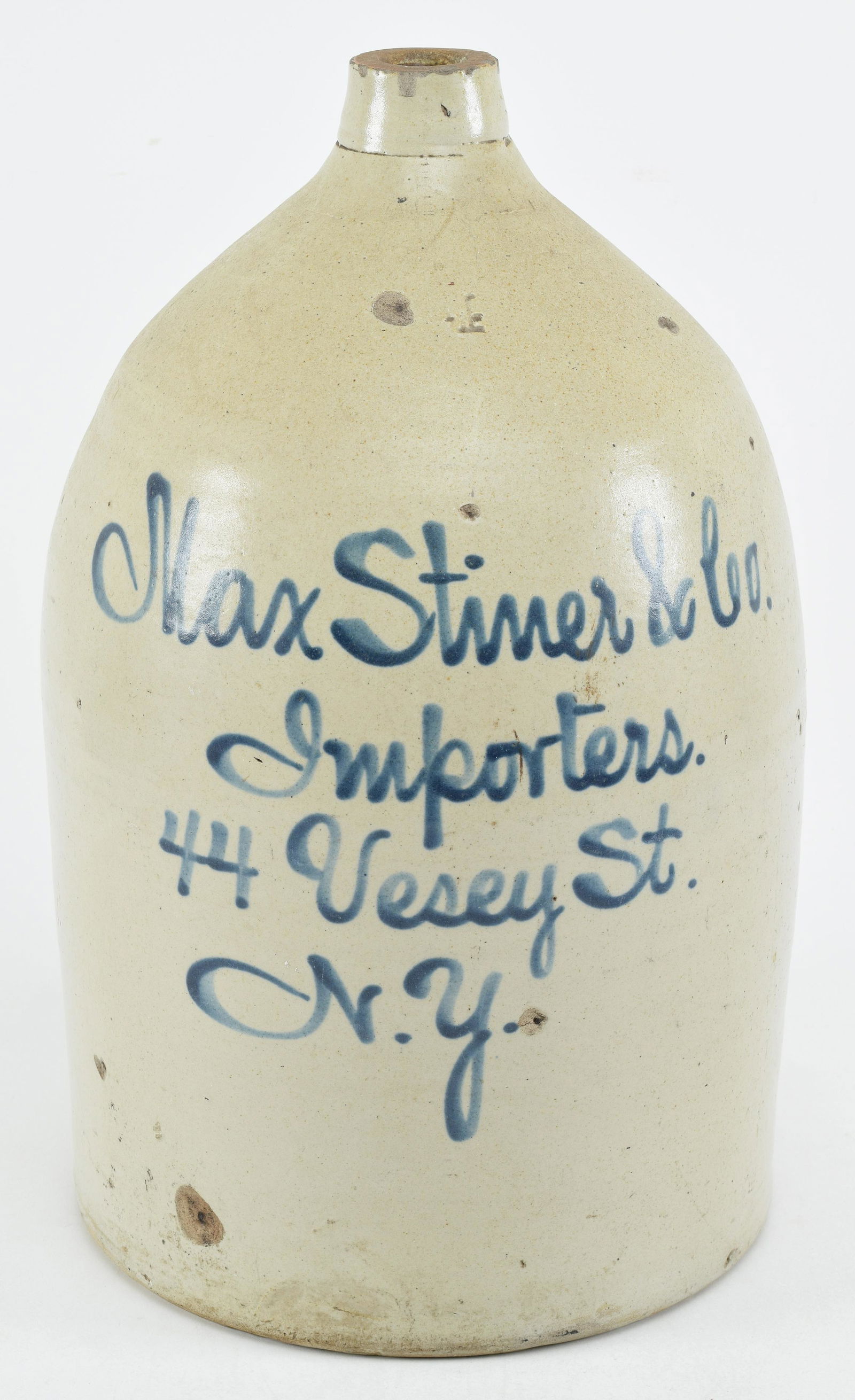 Max Stiner New York stoneware 4 gallon jug with cobalt (1 of 7)