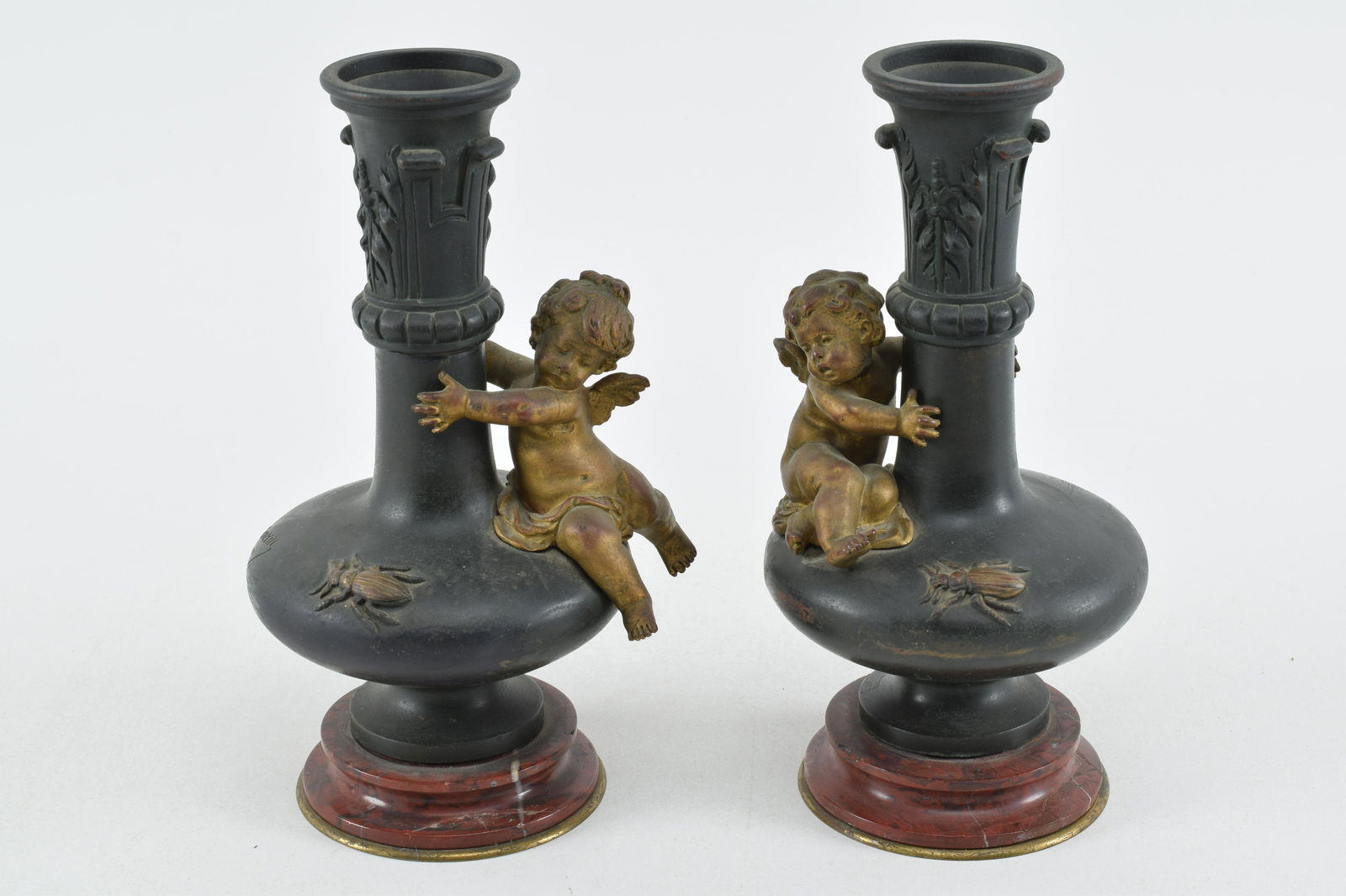 Pair of Auguste Moreau patinated bronze classical vases (1 of 7)