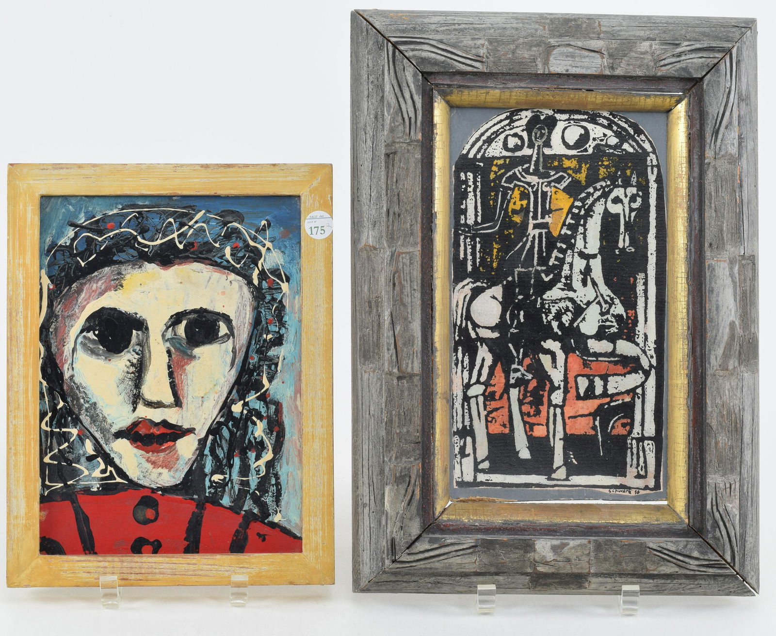 2 modernist paintings. 1) Signed L. Schwartz and dated (1 of 9)