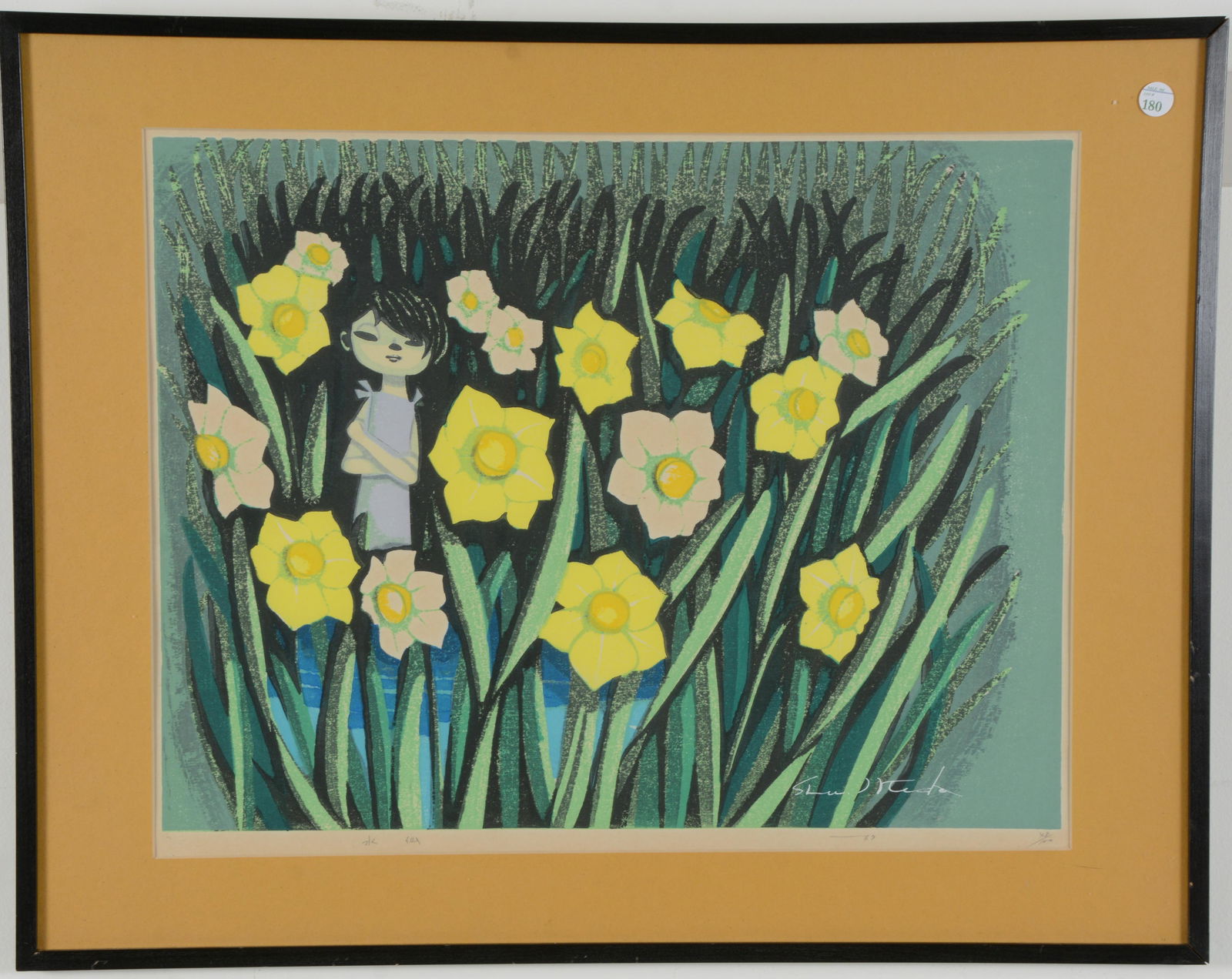 Shuzo Ikeda. Japanese woodblock print of flowers with a (1 of 7)