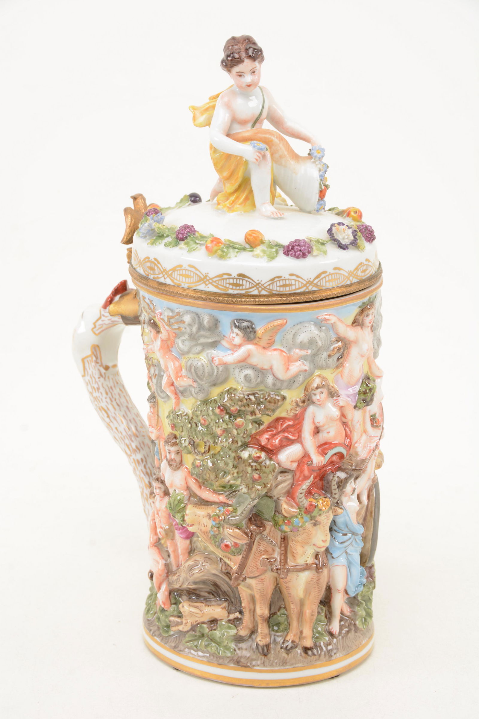 19th century Capodimonte large covered tankard. Allover (1 of 12)