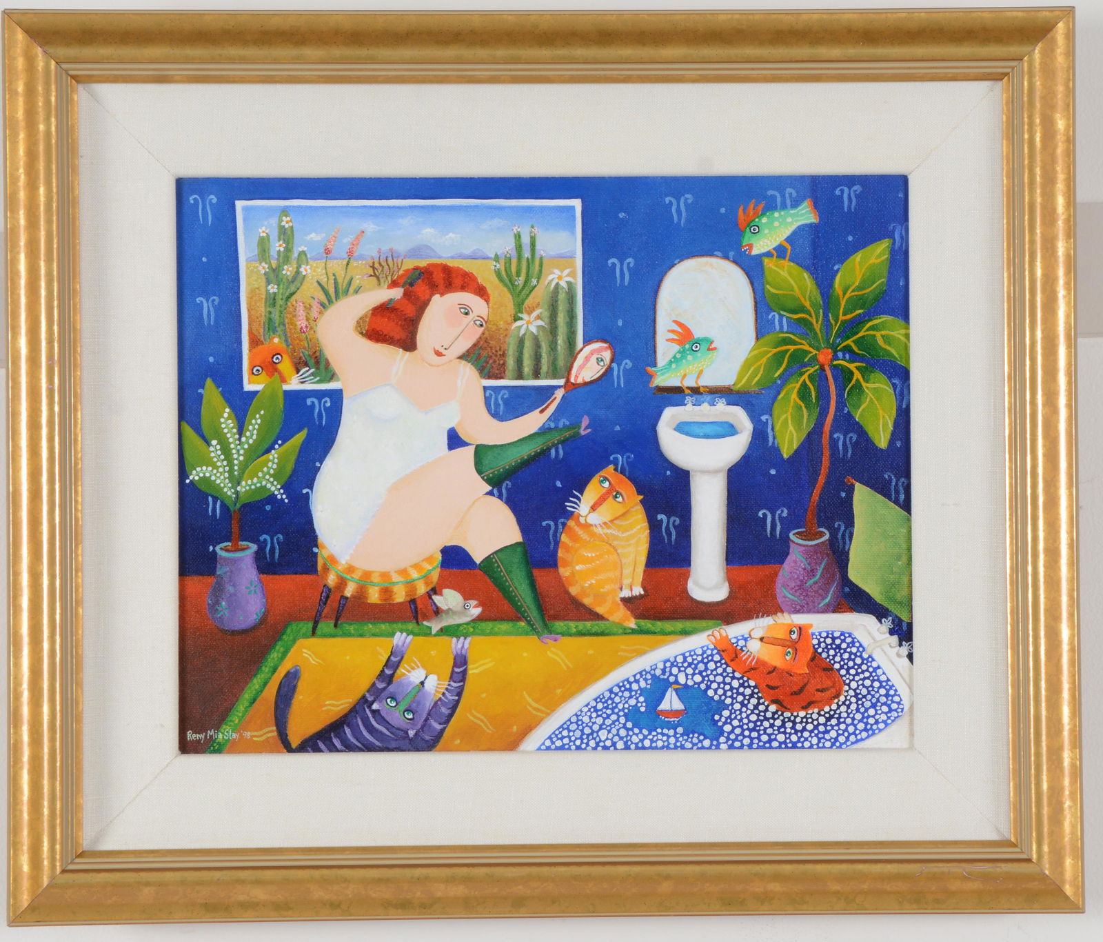 Reny Mia Slay. "Bathing Beauty". Woman admiring self in (1 of 7)