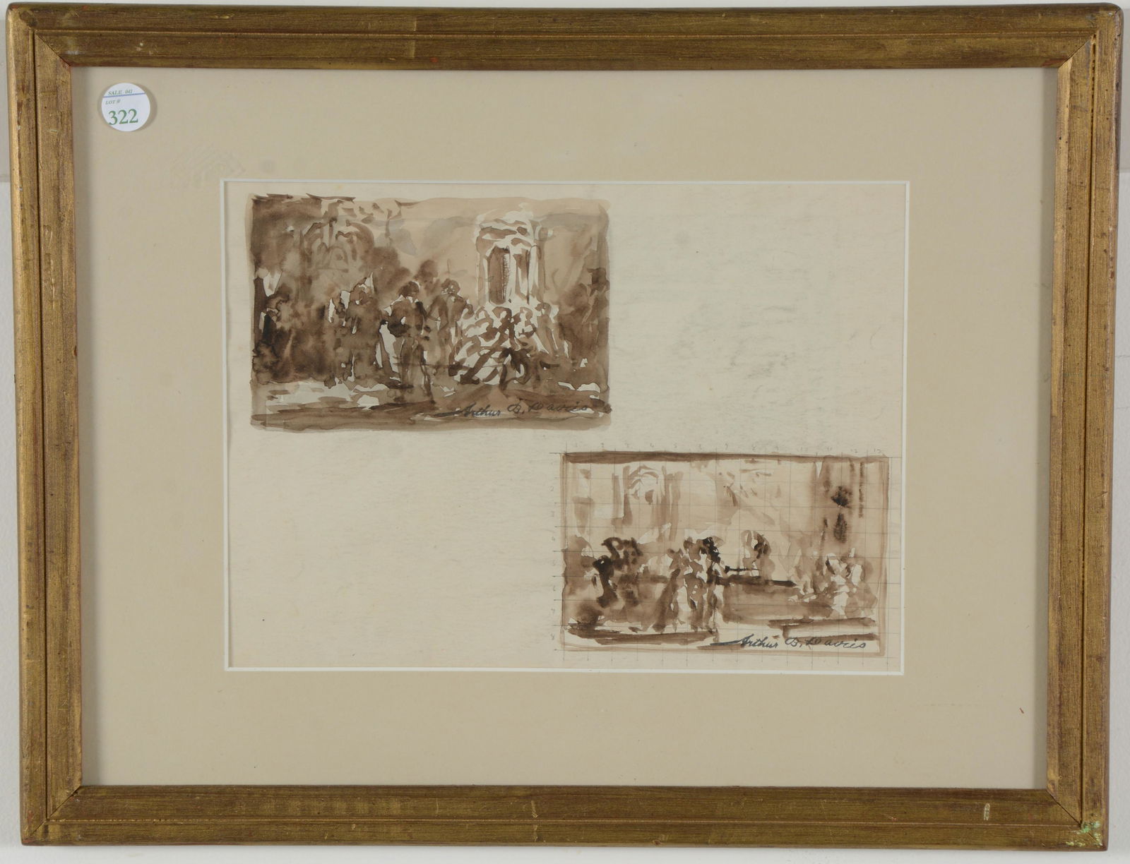 Arthur B. Davies. Figural scene studies. Ink wash on (1 of 5)