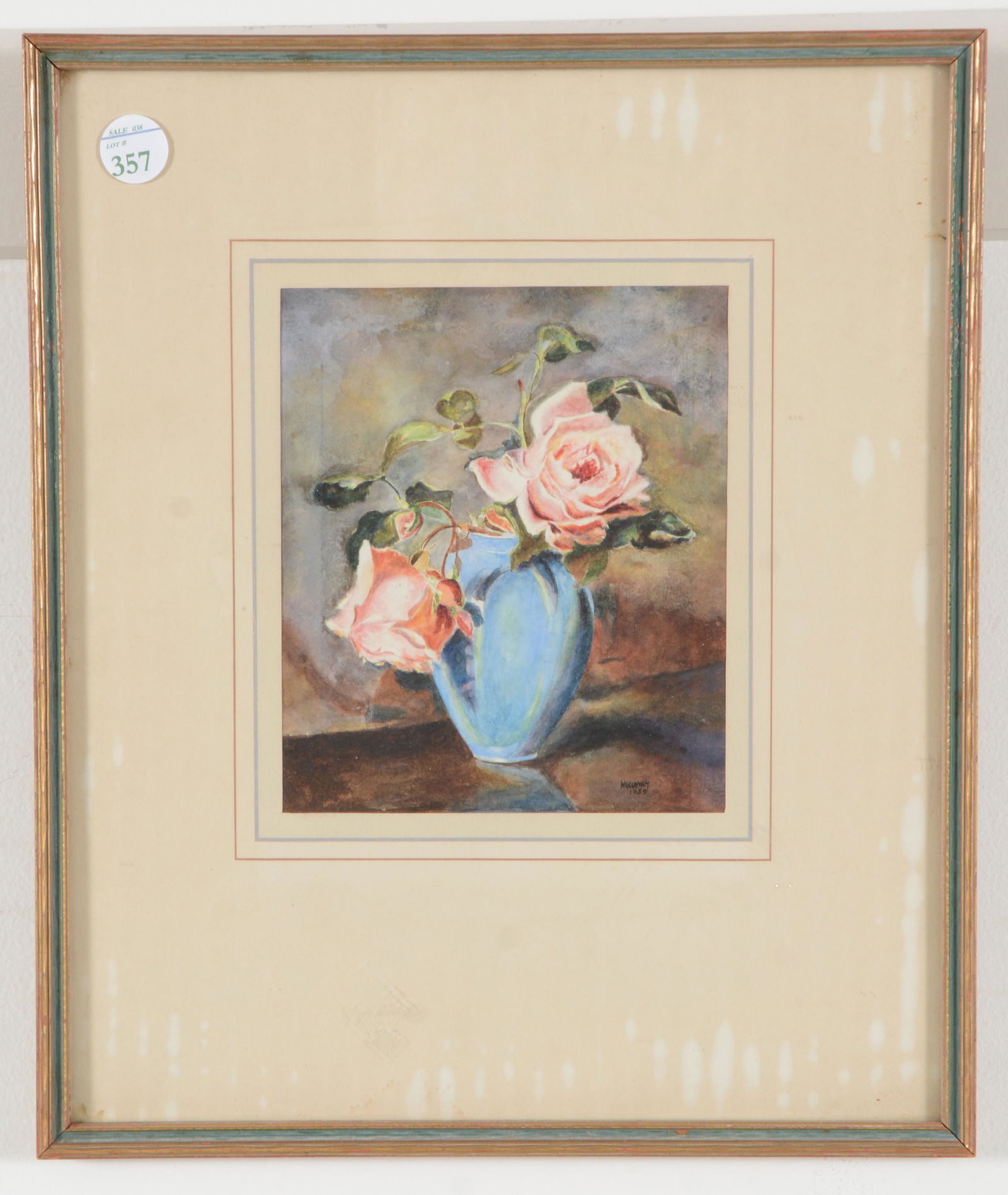 W. G. Clapham. 1939. Floral still life in blue vase. (1 of 7)