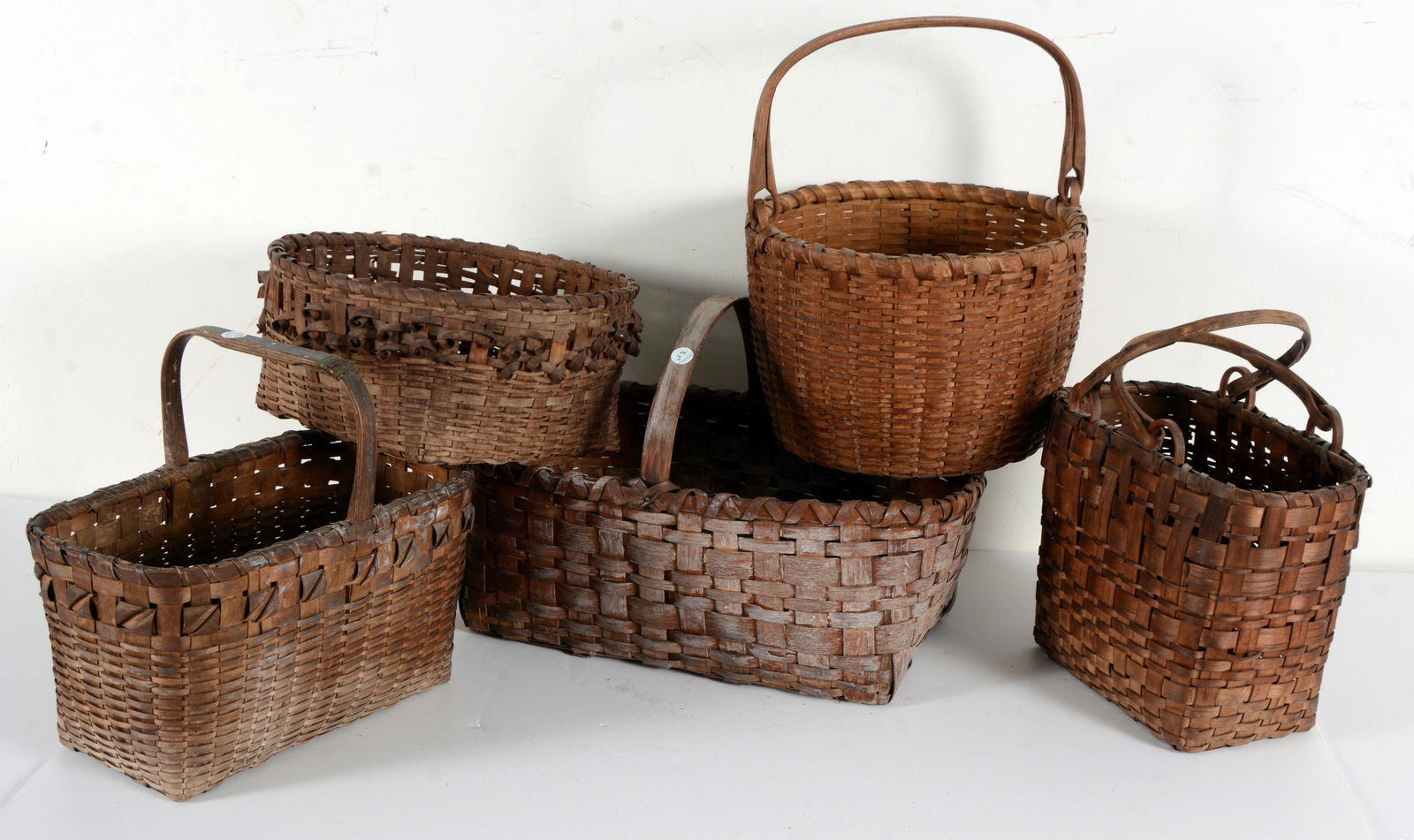 Collection of 5 baskets including square and handled, (1 of 10)