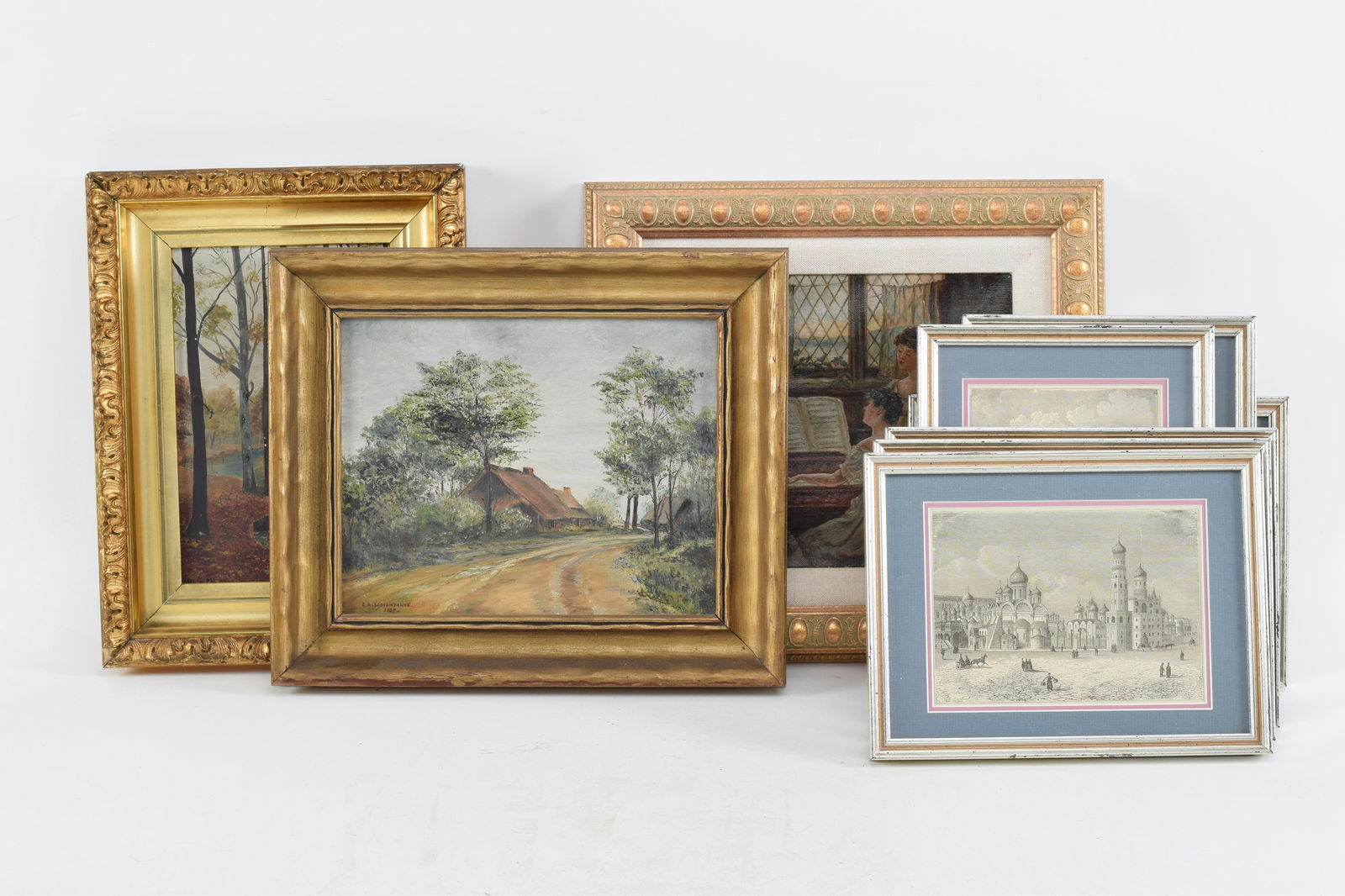 Assortment of antique and vintage artwork. 3 oil (1 of 9)