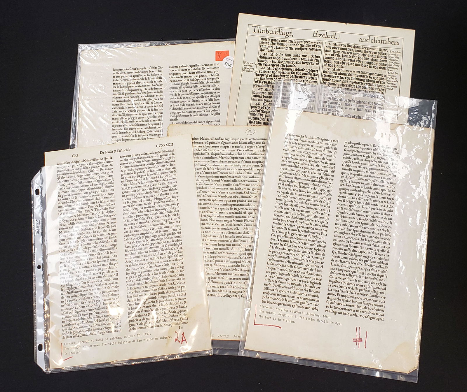 Antique Religious book leafs, including 1486 Vita de (1 of 8)