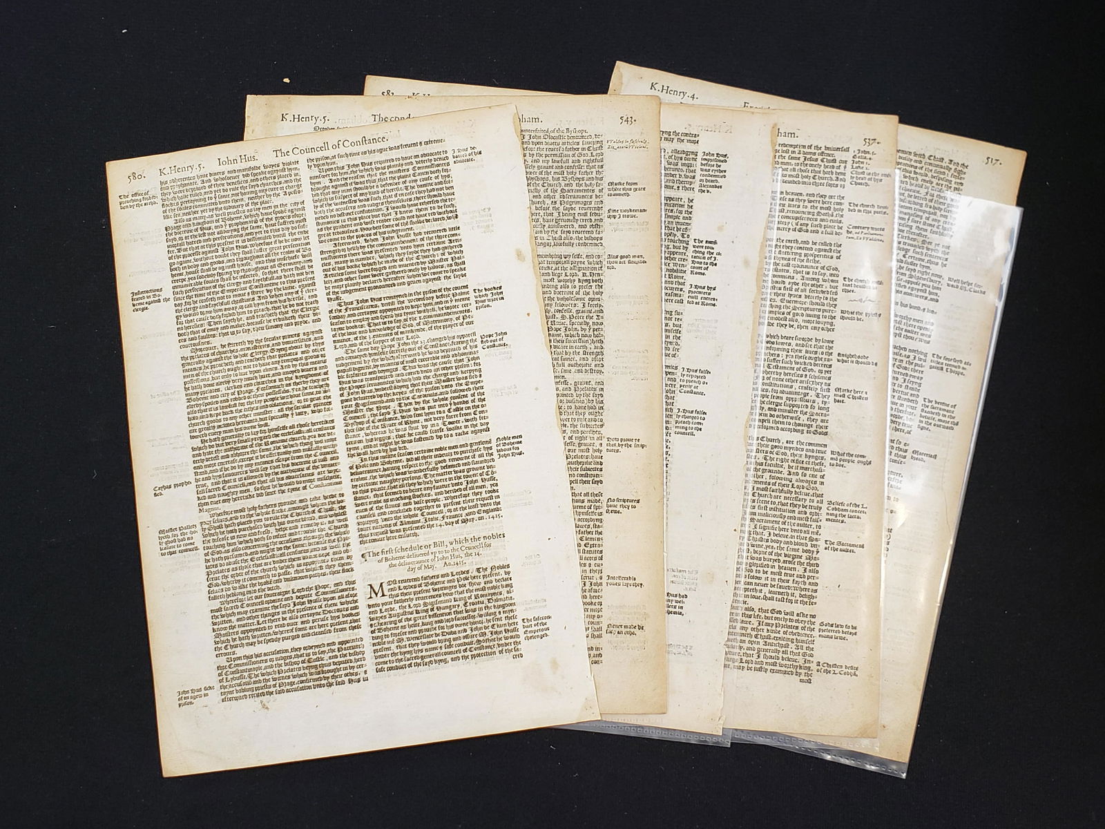 1576 Foxe's Book of Martyrs book leafs printed at (1 of 6)