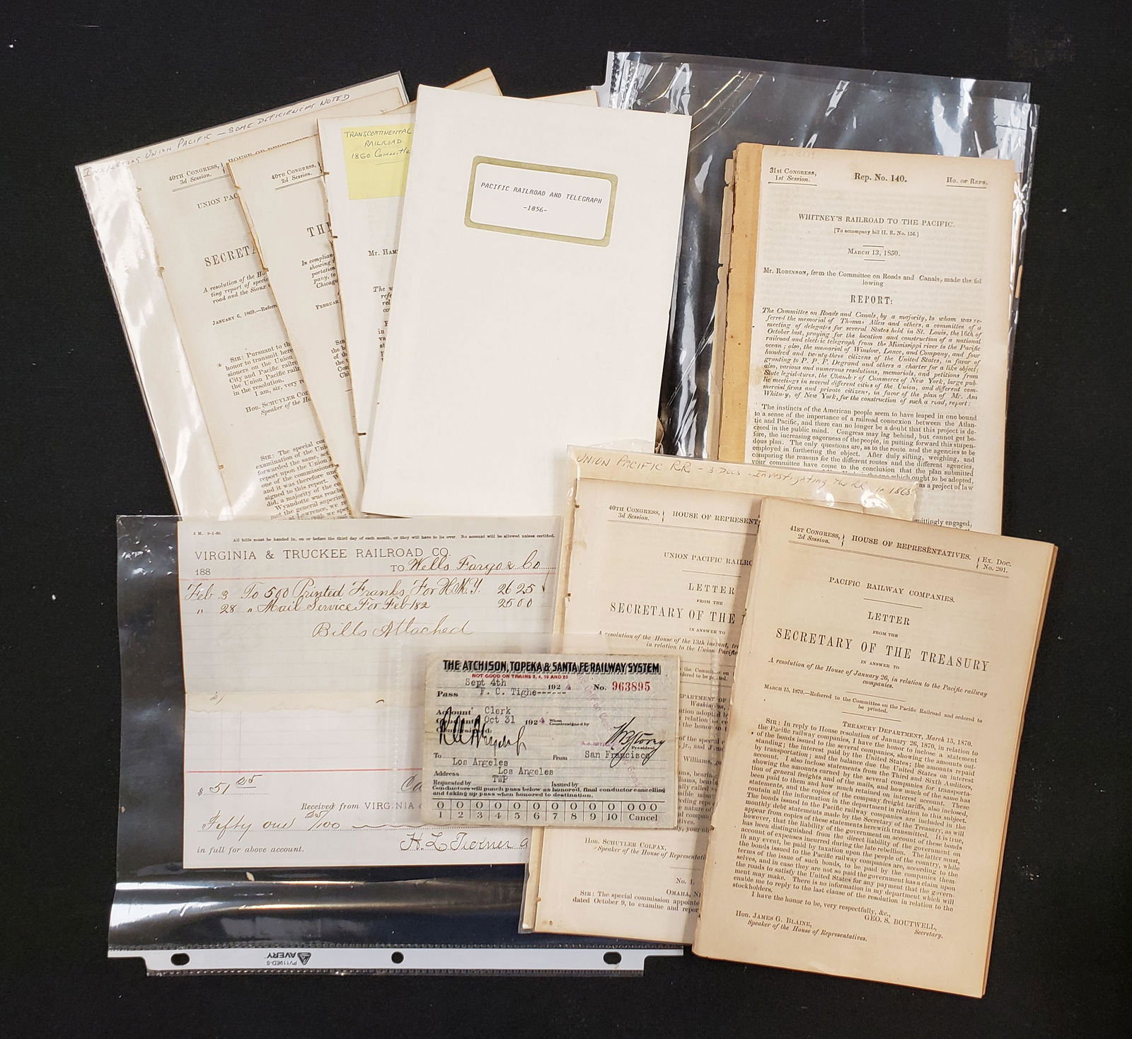 19th Century US Railroad political reports. 14 pieces (1 of 6)