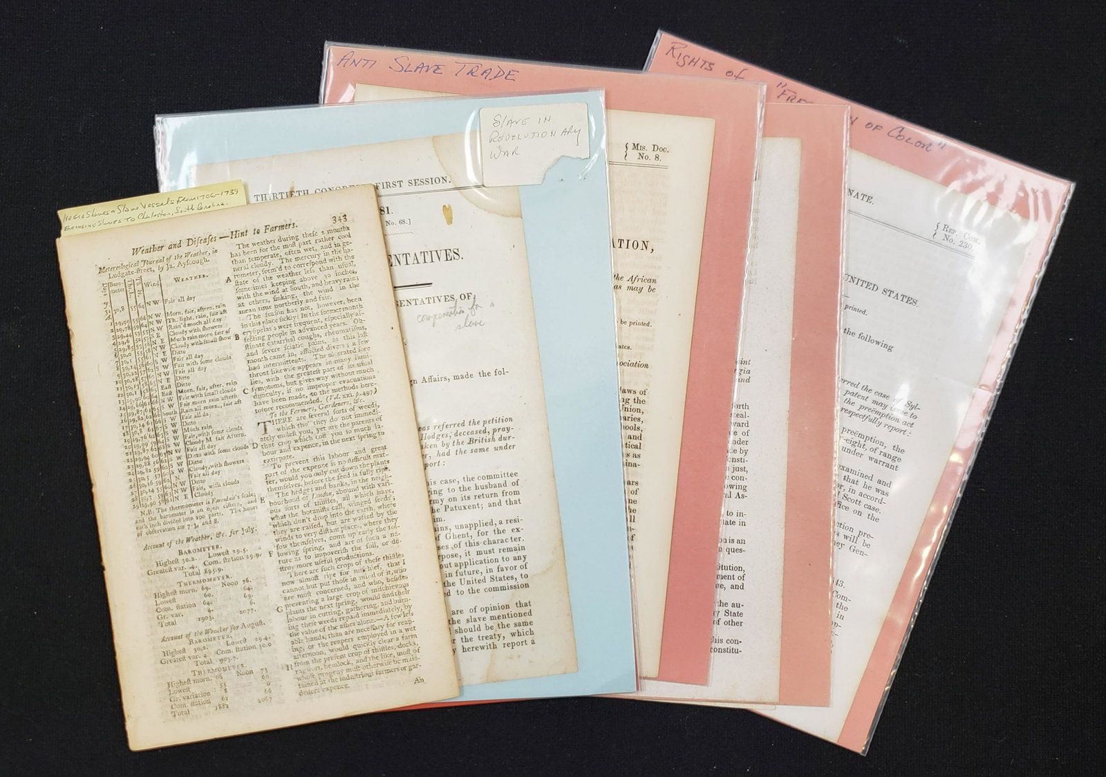 US Slavery Pamphlets. Seven publications related to: US Slavery Pamphlets. Seven publications related to slavery, legislation, and the slave trade. Includes "Speech of Hon. J.A. Rockwell" and a partial almanac listing Negro slaves and vessels from 1706-