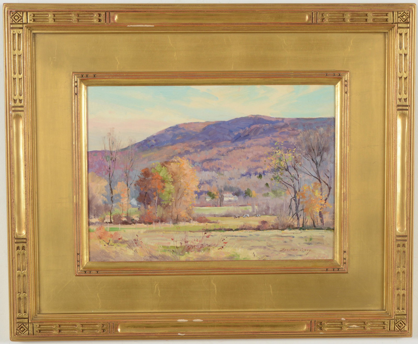 Bernard Corey. American. Fall mountain landscape with farmhouse and cows. Signed lower right Oil on (1 of 8)