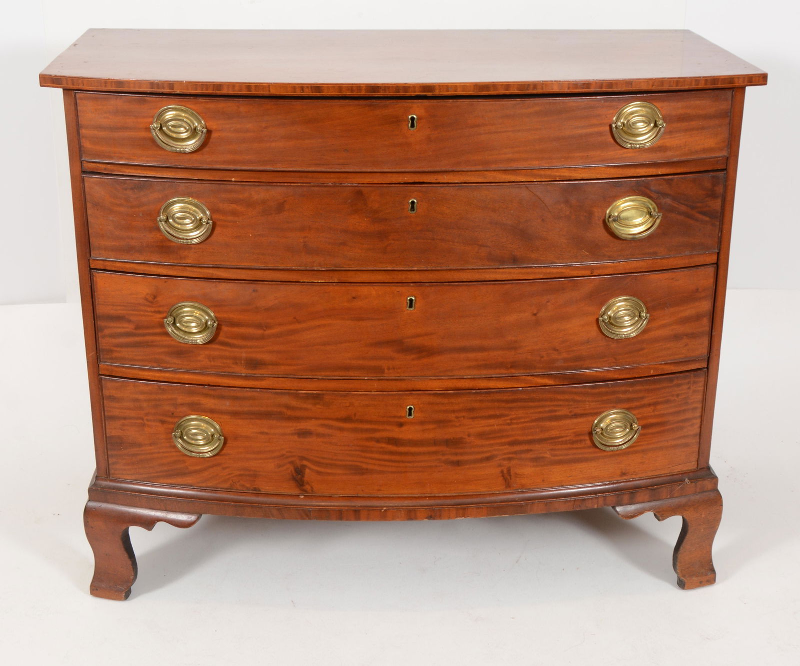 Chippendale mahogany bowfront chest of drawers. Boston or North Shore Massachusetts circa 1780. (1 of 5)
