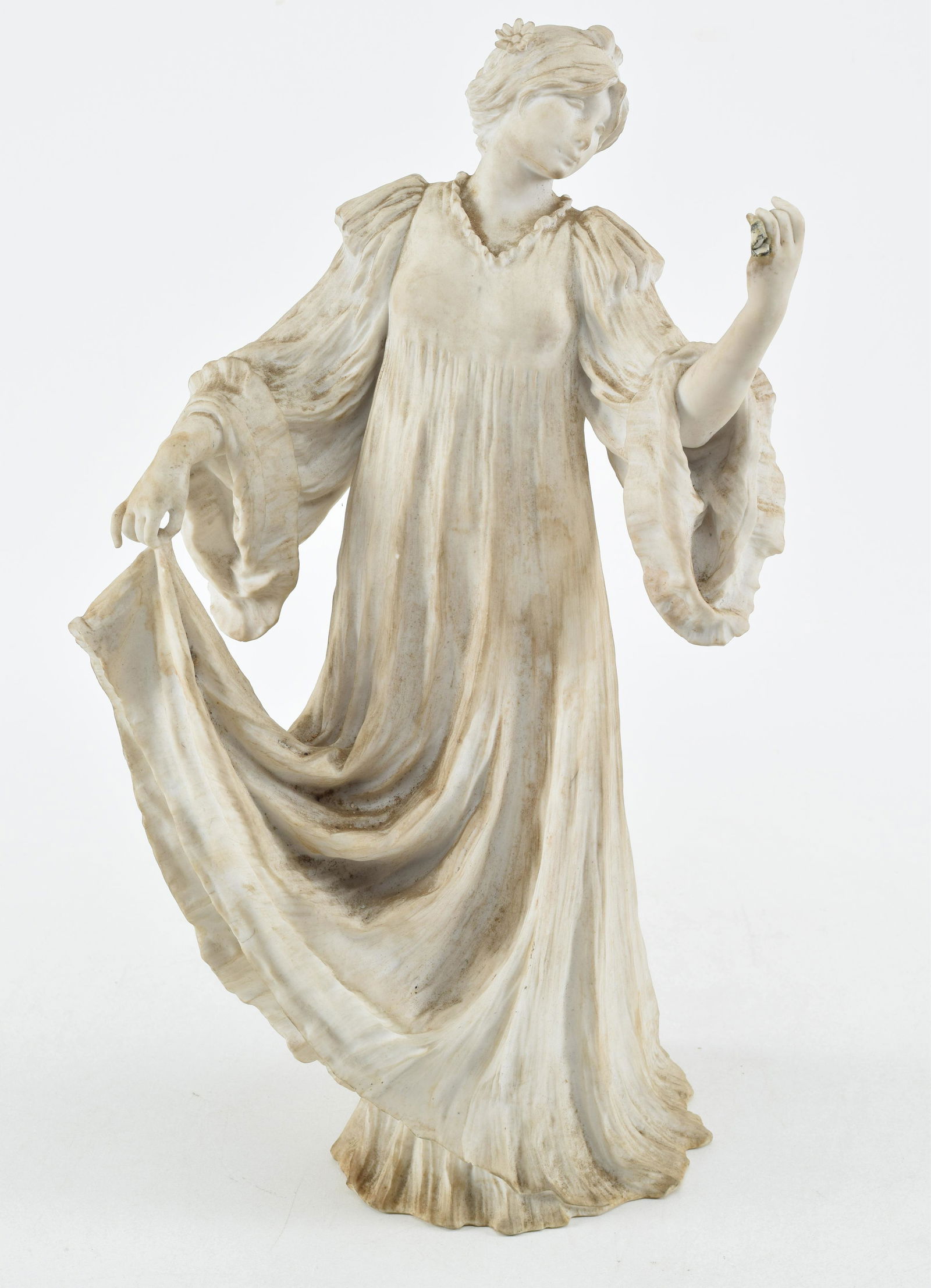 Sevres Parian figure of a maiden, 19th Century. Maiden with flower in her hair and long flowing (1 of 8)