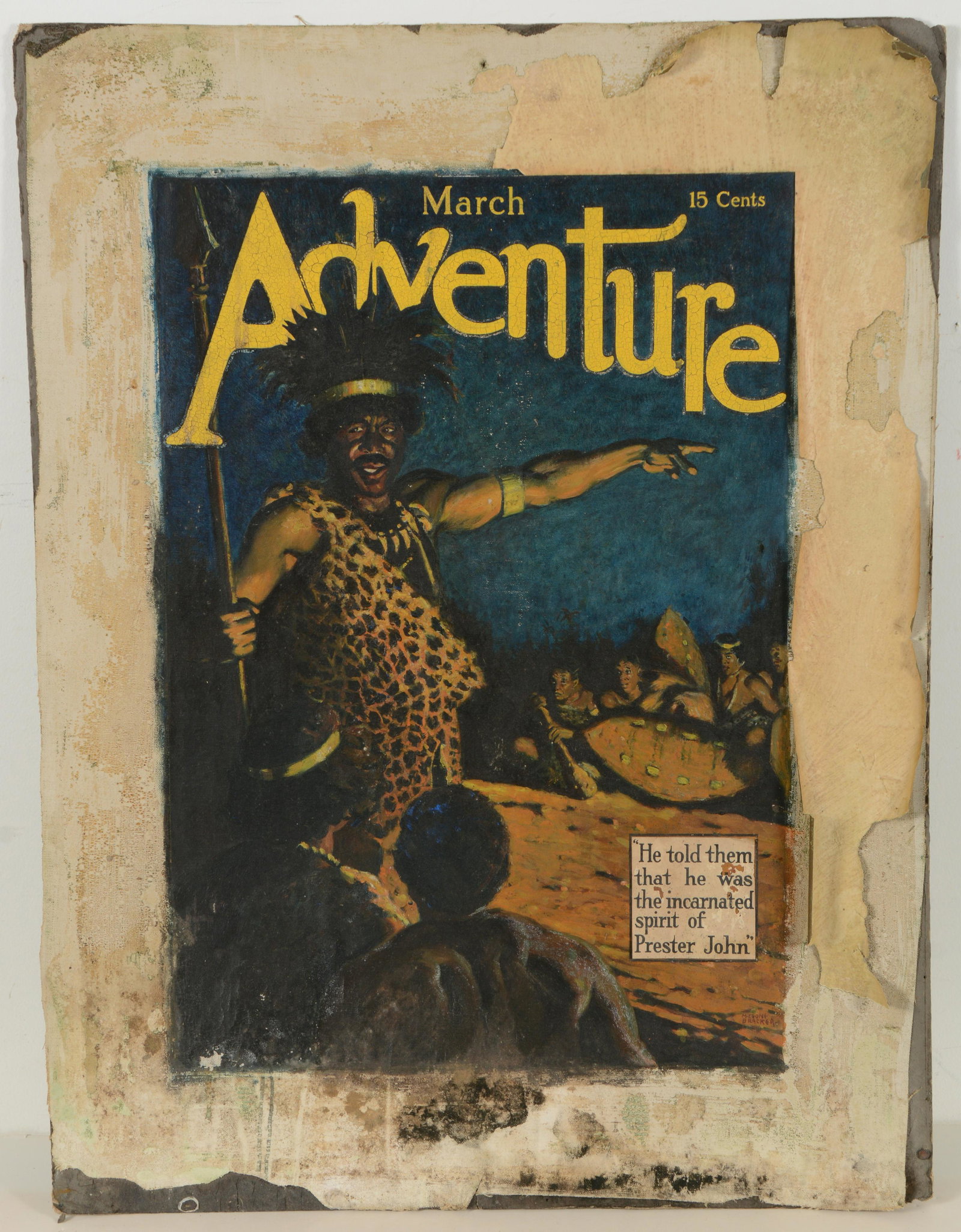 M Leone Bracker. American illustrator. Original oil illustration for March "Adventure" Magazine (1 of 6)