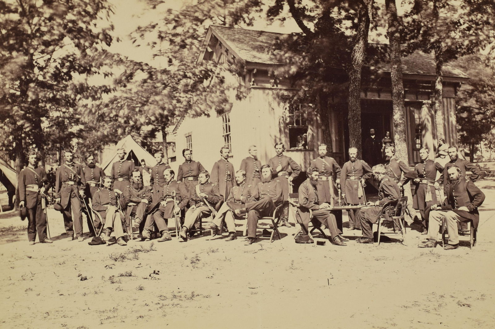 Original Civil War Albumen of a Group of Officers of the 21st or 22nd Michigan Infantry. Photograph (1 of 6)