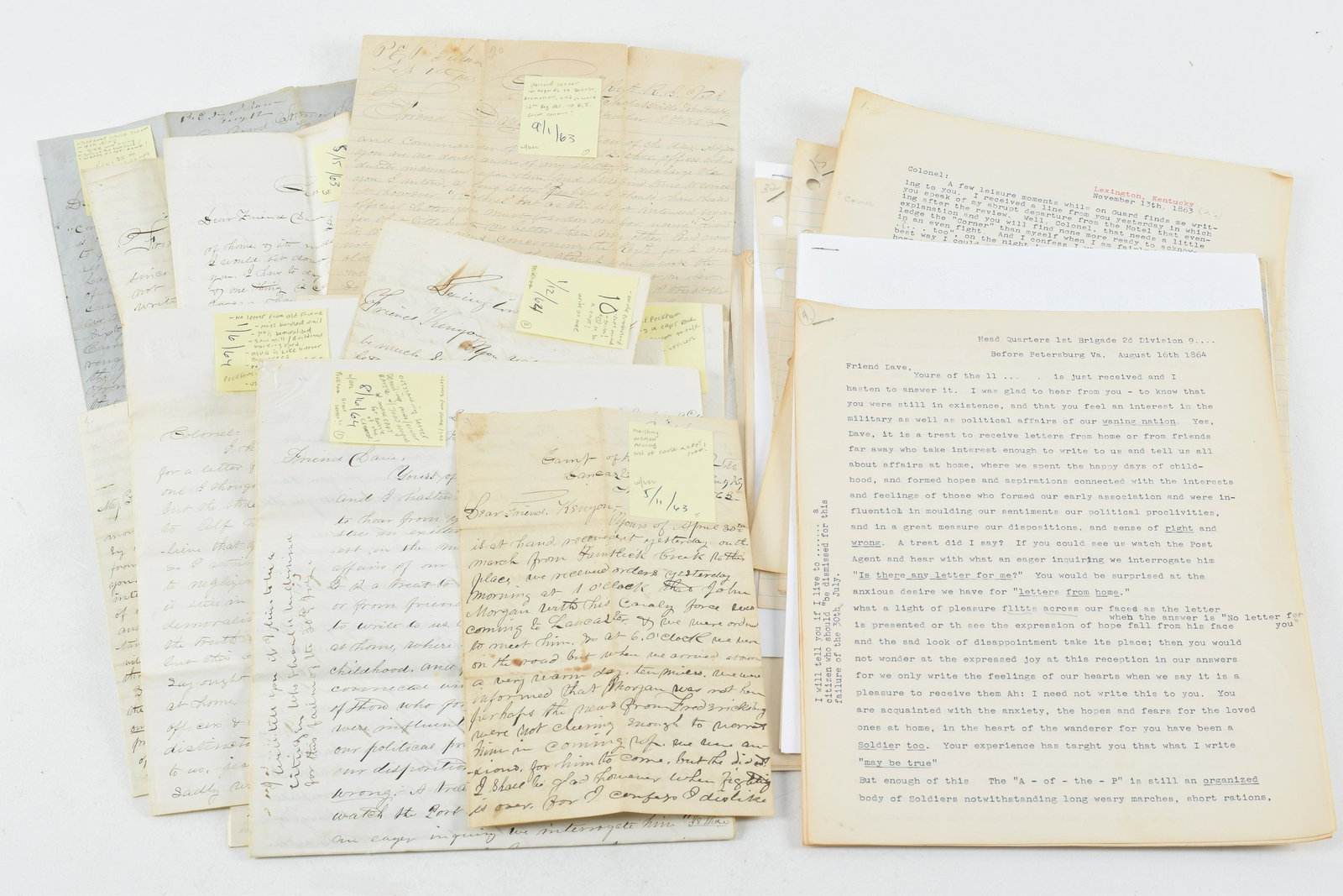 Lot of Important Civil War Letters from Brevet Major General Peleg Peckham who was killed at (1 of 16)