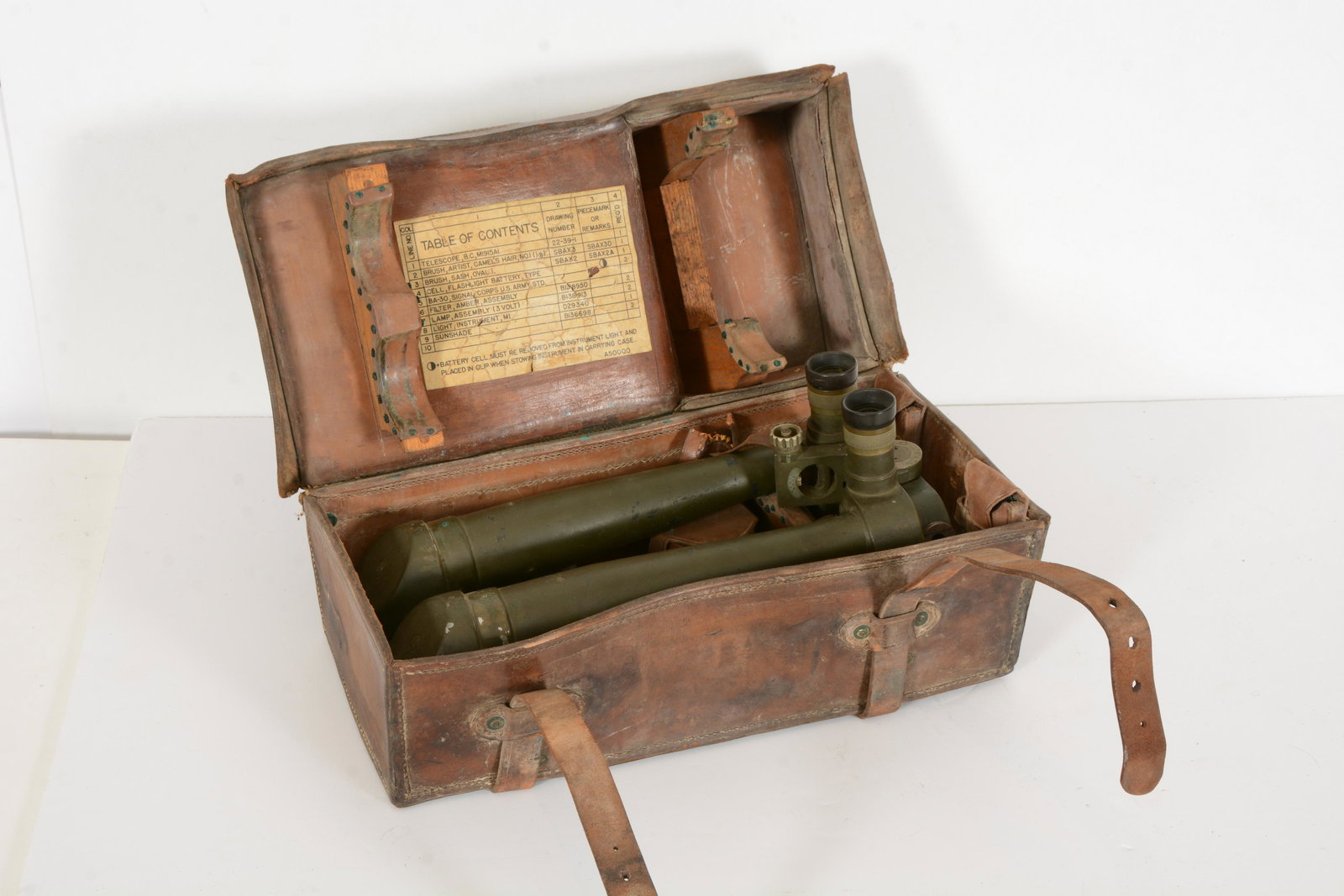 WWI M1915A1 Binocular Trench Rabbit Ears Periscope with Original Case and Type G #4138 Tripod. (1 of 7)