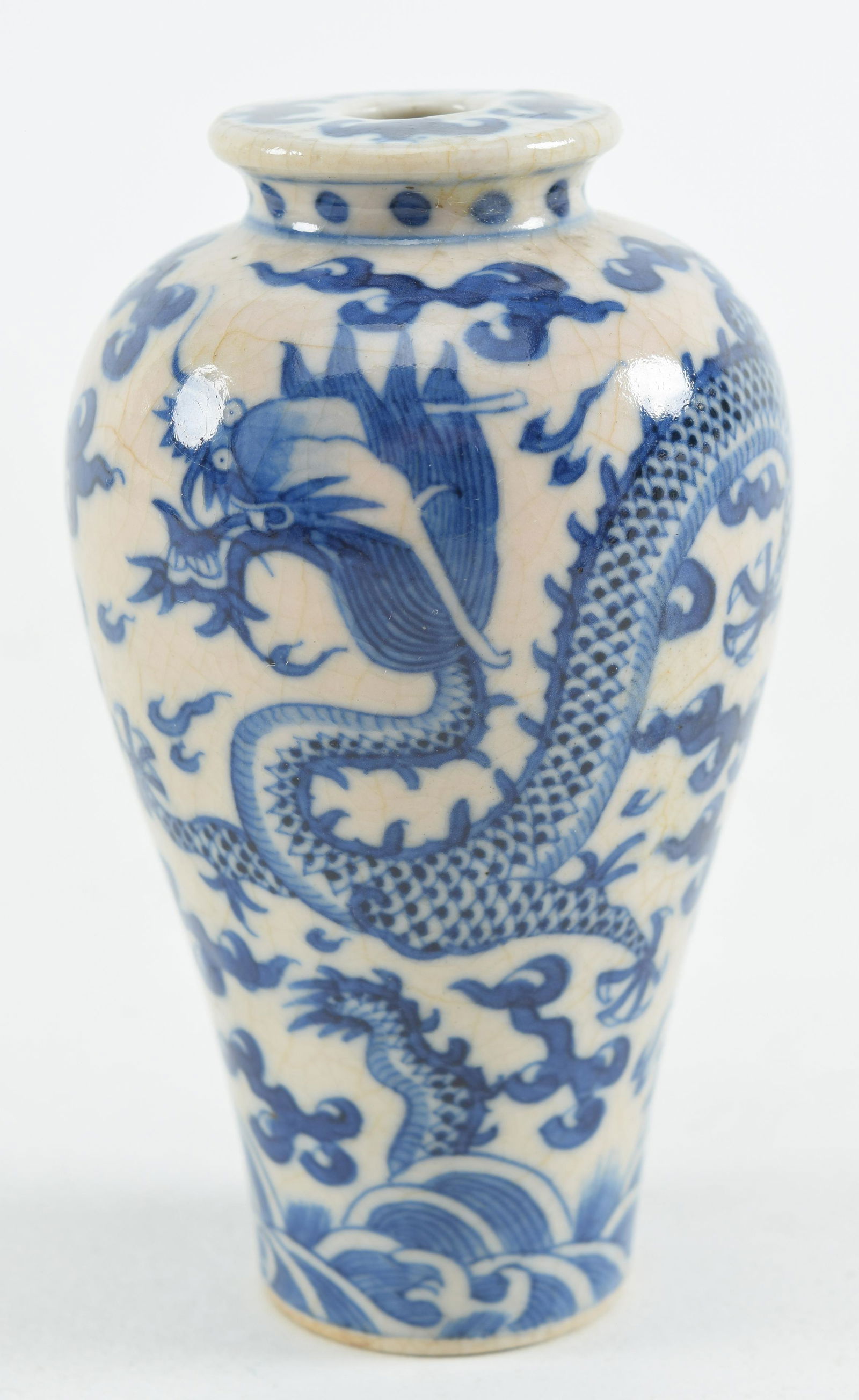 Incense holder. China. 19th century. Hua Shih yao ware. Underglaze blue decoration of dragons and (1 of 6)