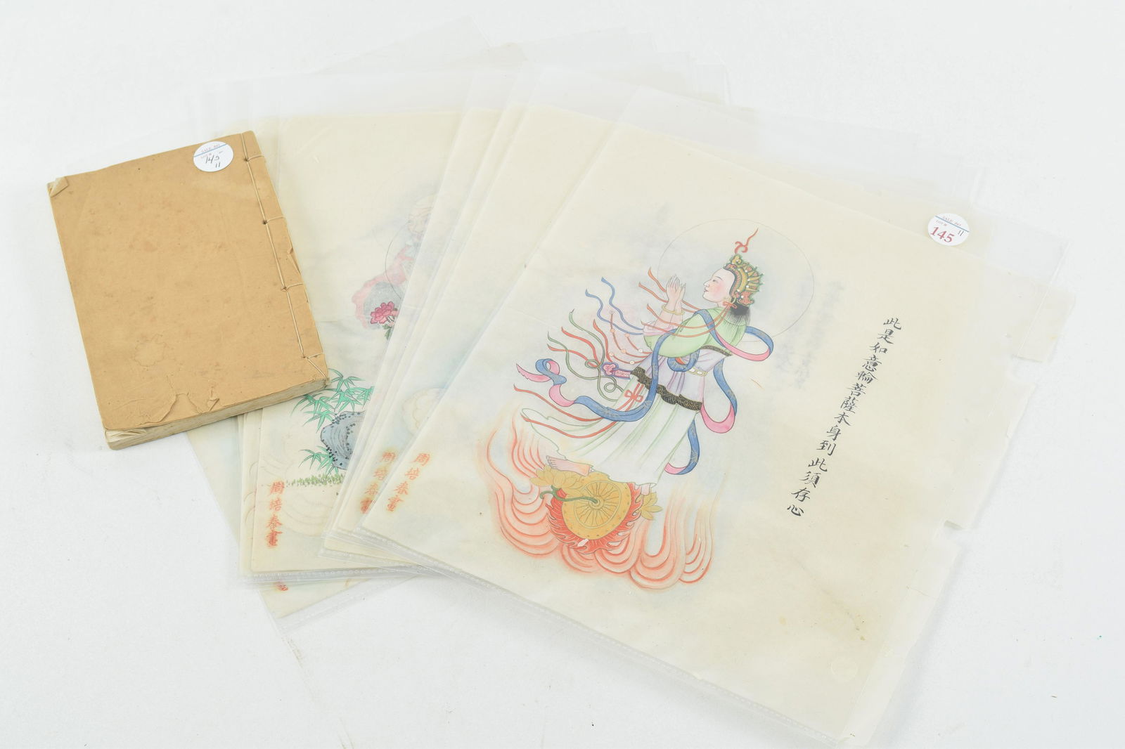 Lot of 10 Chinese buddhist image original paintings on paper depicting buddhist images with (1 of 11)