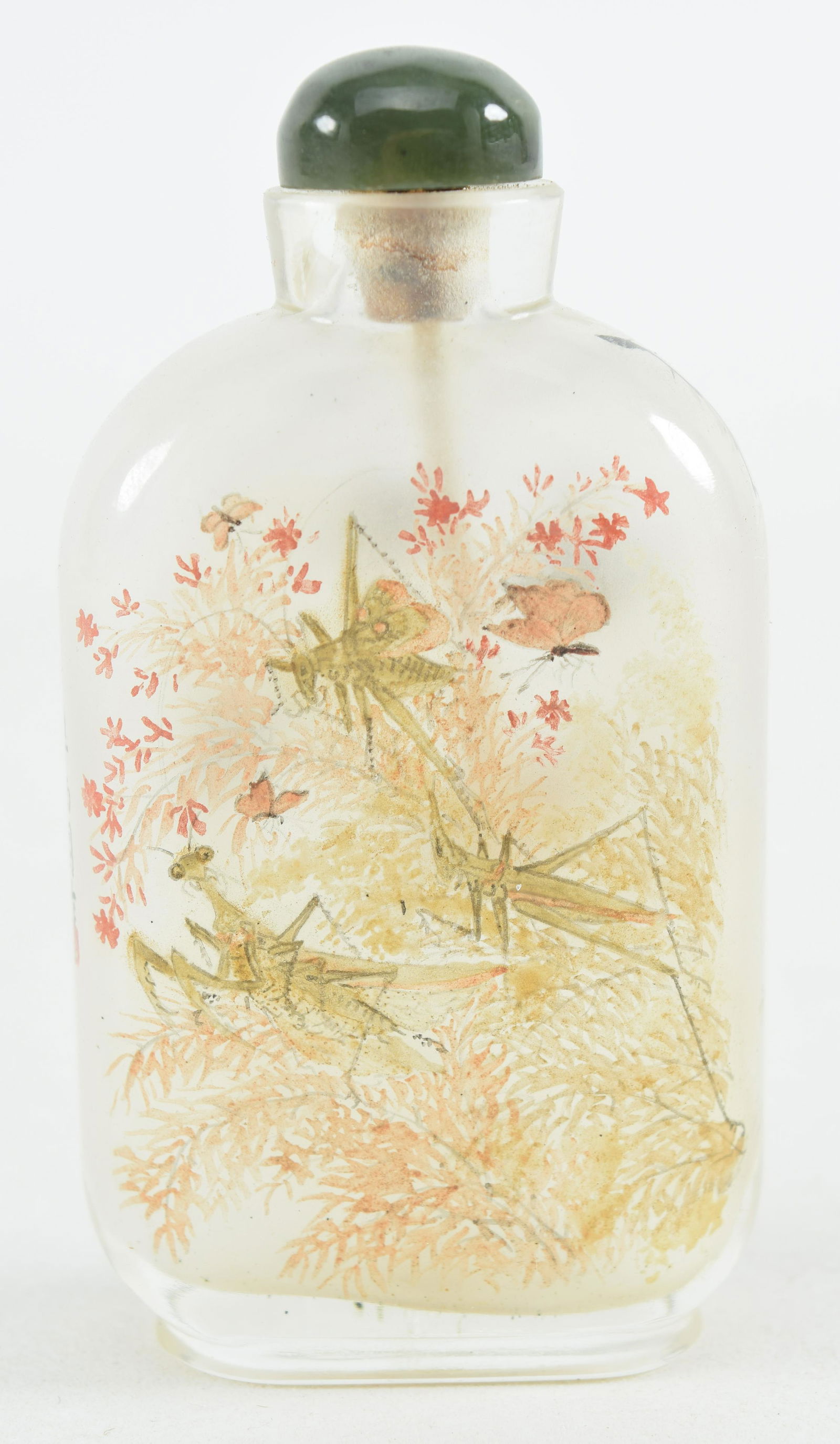 Interior painted snuff bottle. China. Late 19th/early 20th century. Decoration of crickets and (1 of 6)