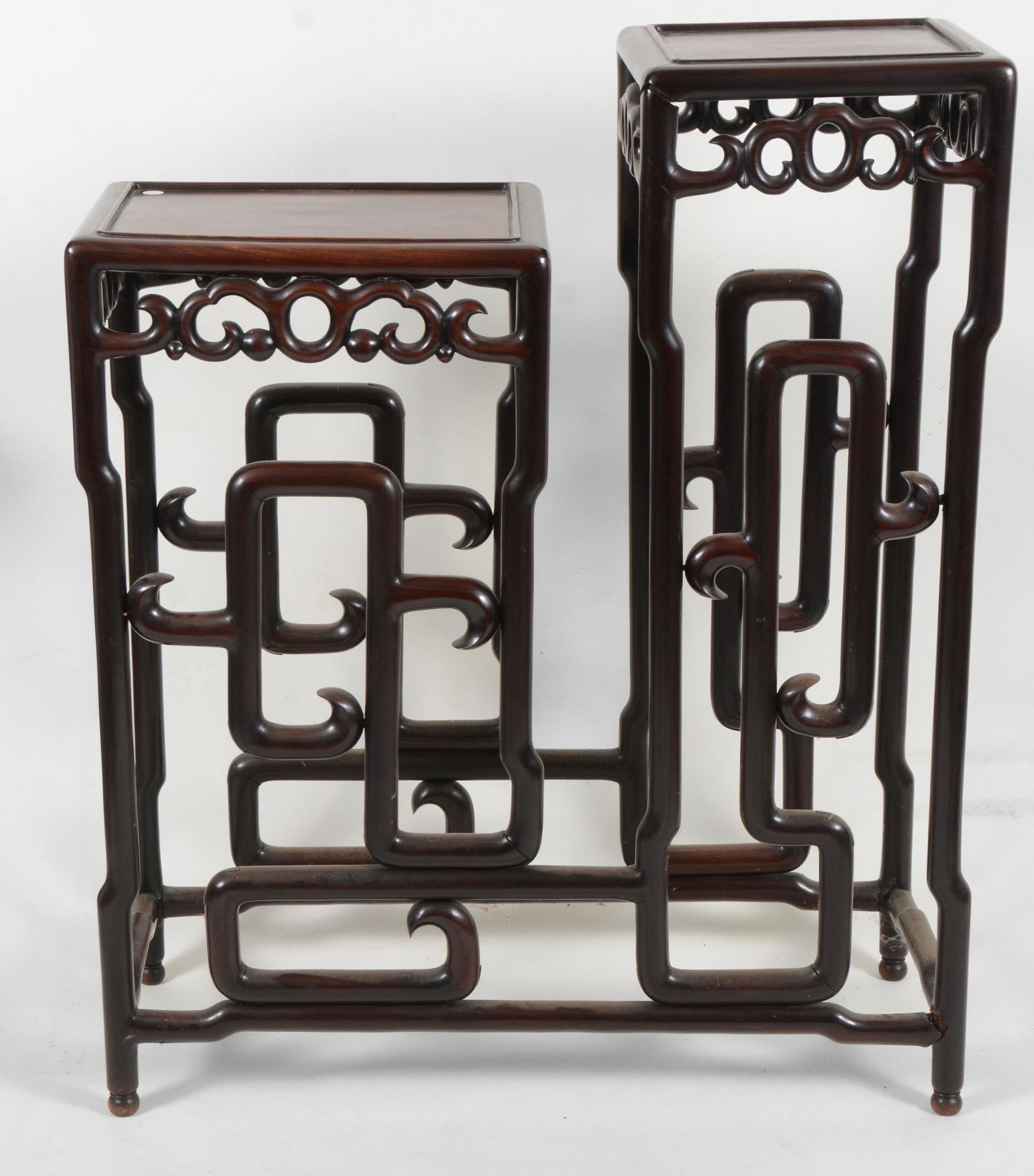 Late 19th century tiered Chinese stand. Slight wobble to frame. (1 of 5)