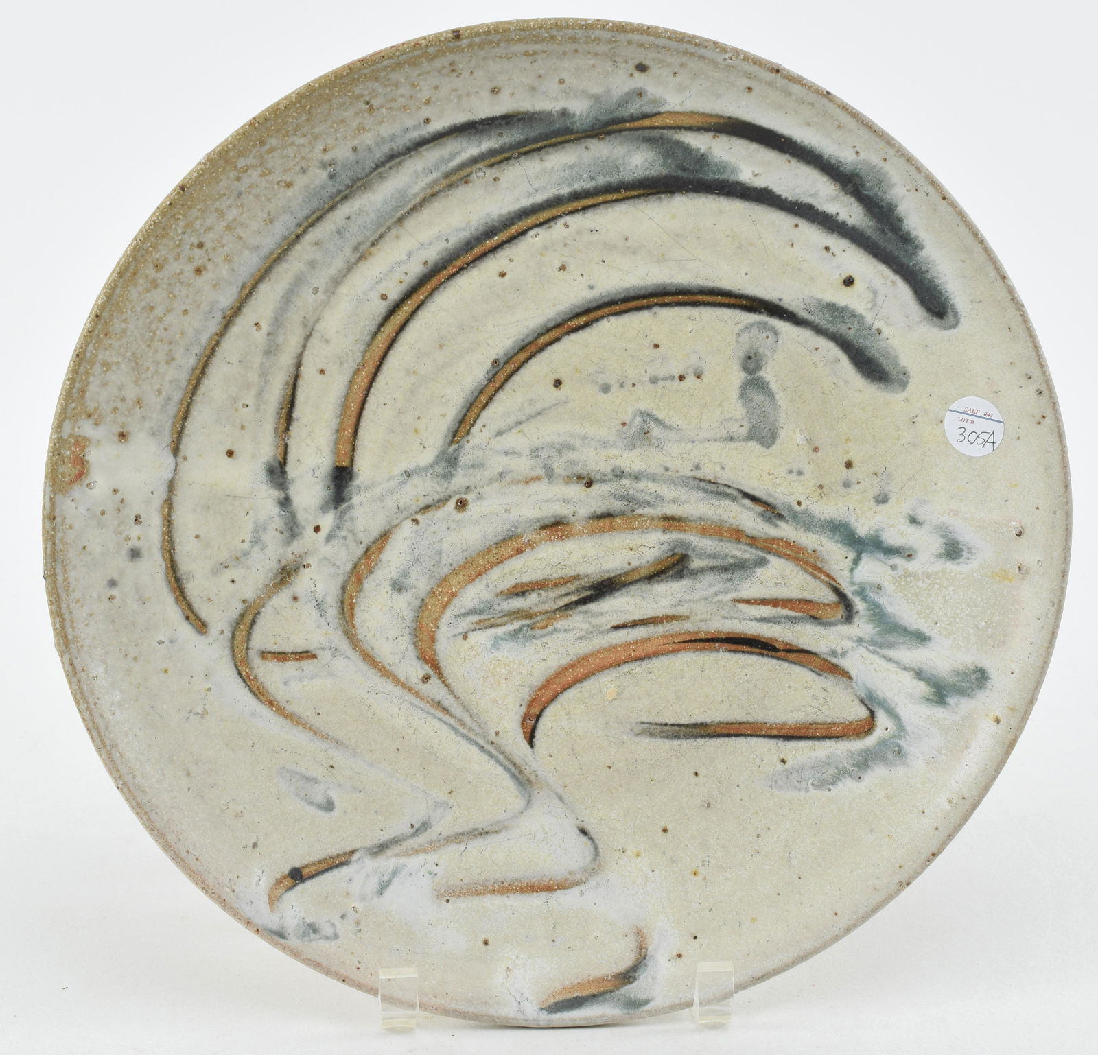 Stoneware plate. Japan. Mid/late 20th century. Attributed to Yagi Kazuo. 12in diameter. (1 of 6)