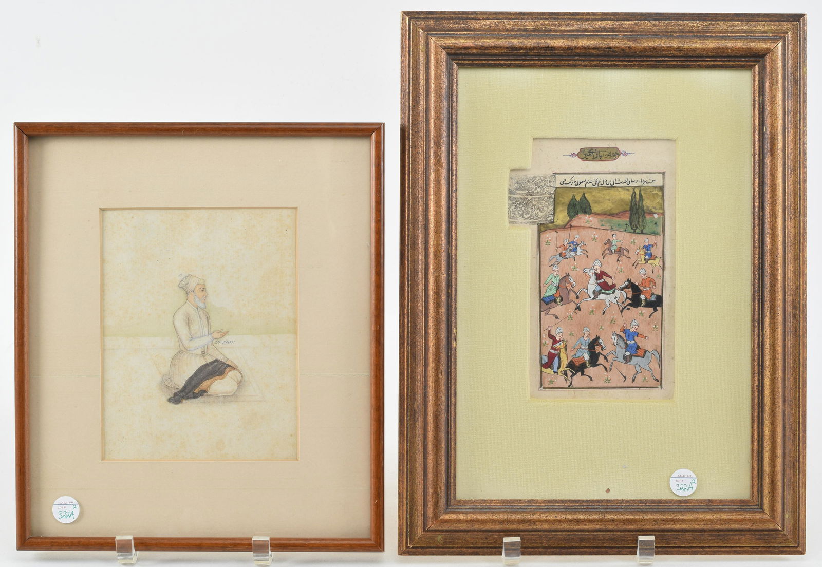 2 Indo-Persian miniature paintings. To include: a 20th century polo scene and an 18th century (1 of 3)