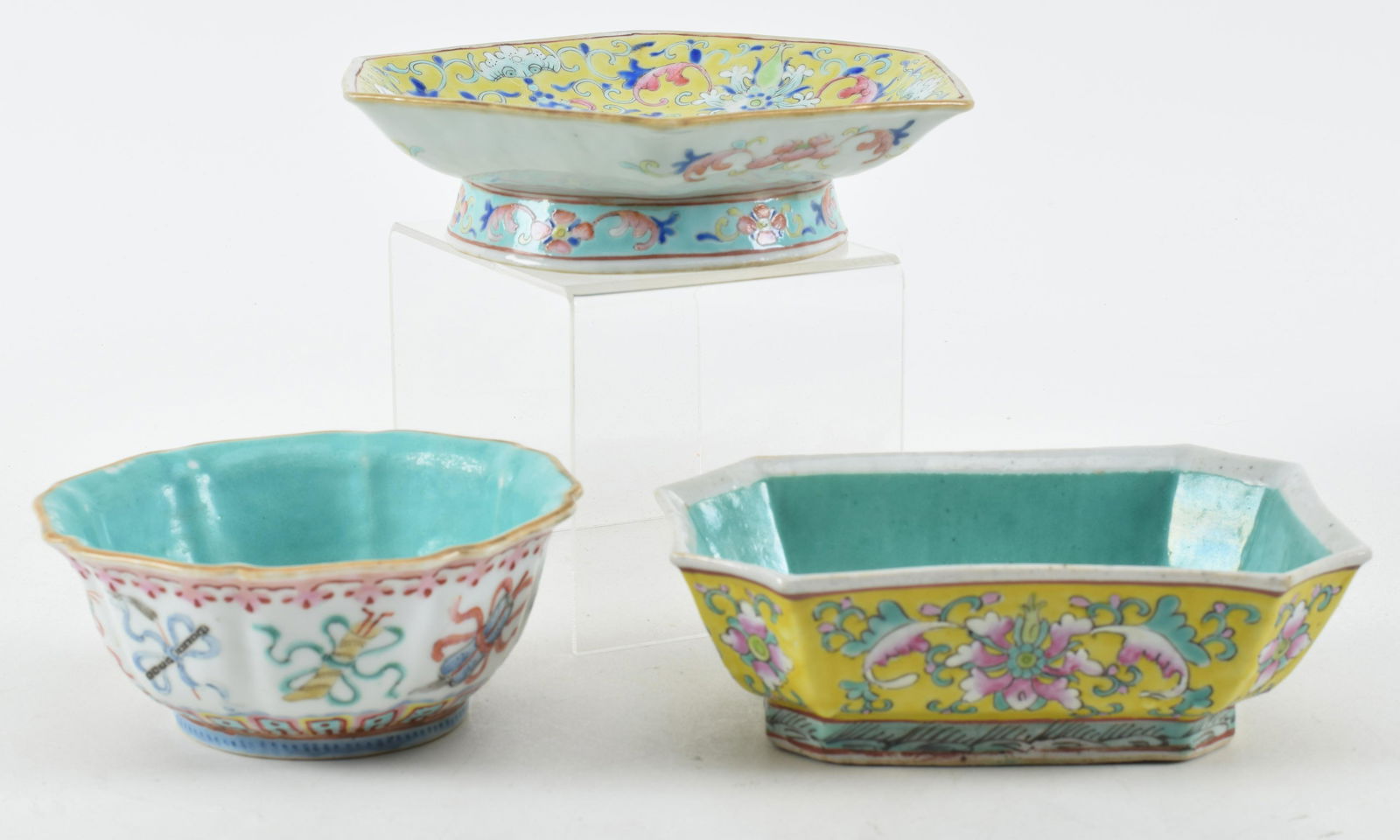 3 porcelain dishes, , China late 19th- early 20th Century. Shaped forms. Largest 7 in (1 of 6)