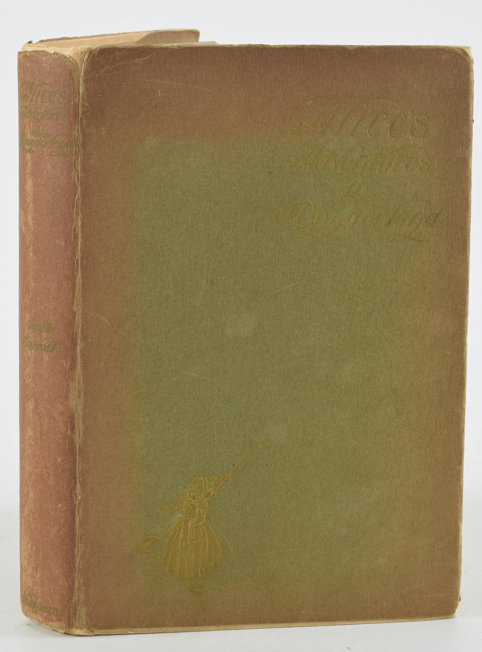 Alice's Adventures in Wonderland. Lewis Carroll. Illustrated by Peter Newell. New York and London:: Alice's Adventures in Wonderland. Lewis Carroll. Illustrated by Peter Newell. New York and London: Harper & Brothers Publishers, 1901. Includes original green paper dust jacket which exhibits fading, 