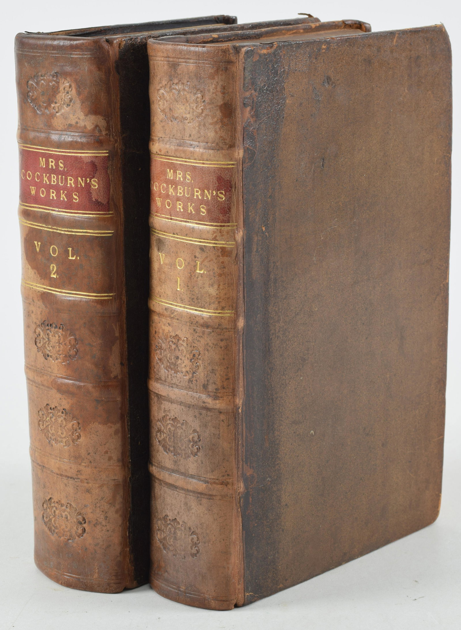 The Works of Mrs. Catharine Cockburn. With an Account of the Life of the Author by Thomas Birch.: The Works of Mrs. Catharine Cockburn. With an Account of the Life of the Author by Thomas Birch. London: J. and P. Knapton, 1751. 2 volume set. Engraved frontispiece portrait in volume 1. Restored ori