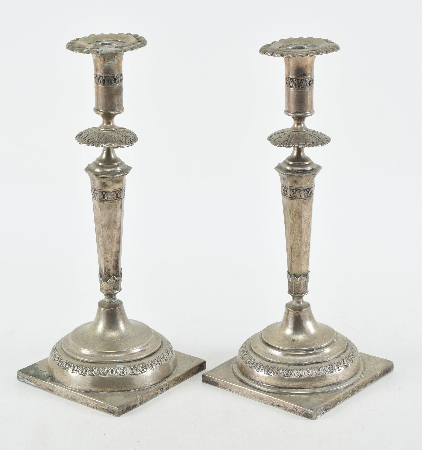 18th/19th century German 750 silver candlesticks. Likely Saxony - Dresden or Leipzig. Octagonal (1 of 10)