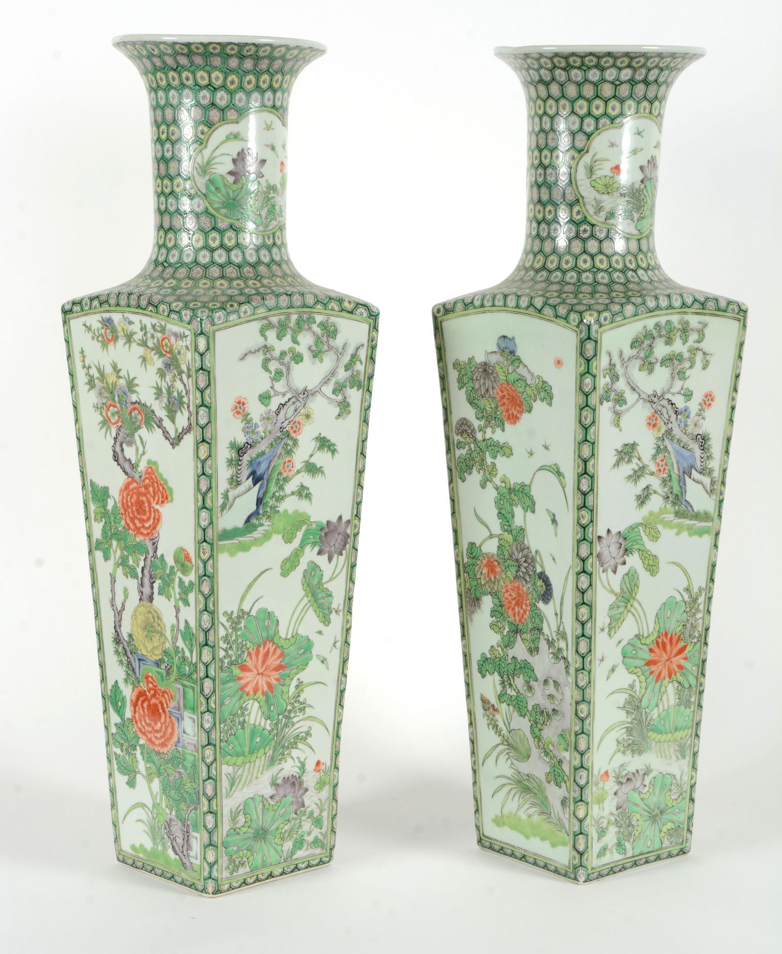 Pair of massive porcelain vases. China. 19th/early 20th century. Famille verte decoration of (1 of 5)