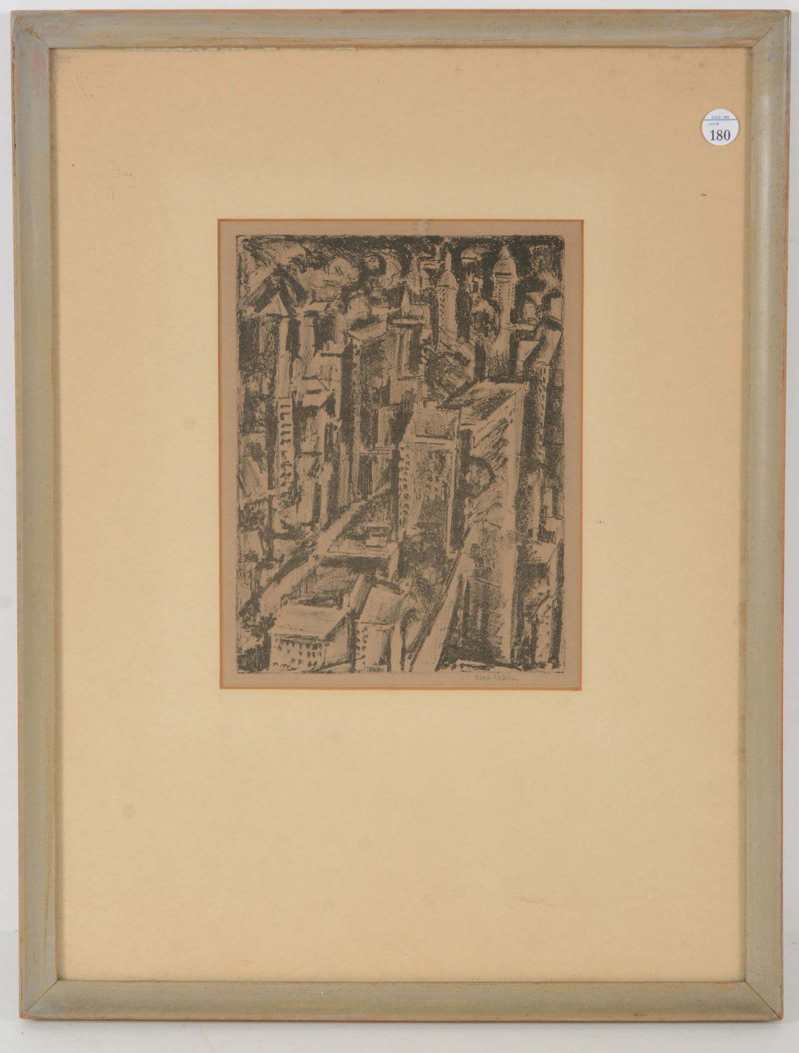 Max Weber. Original cityscape lithograph. A rare print by Max Weber, signed in graphite below the (1 of 5)