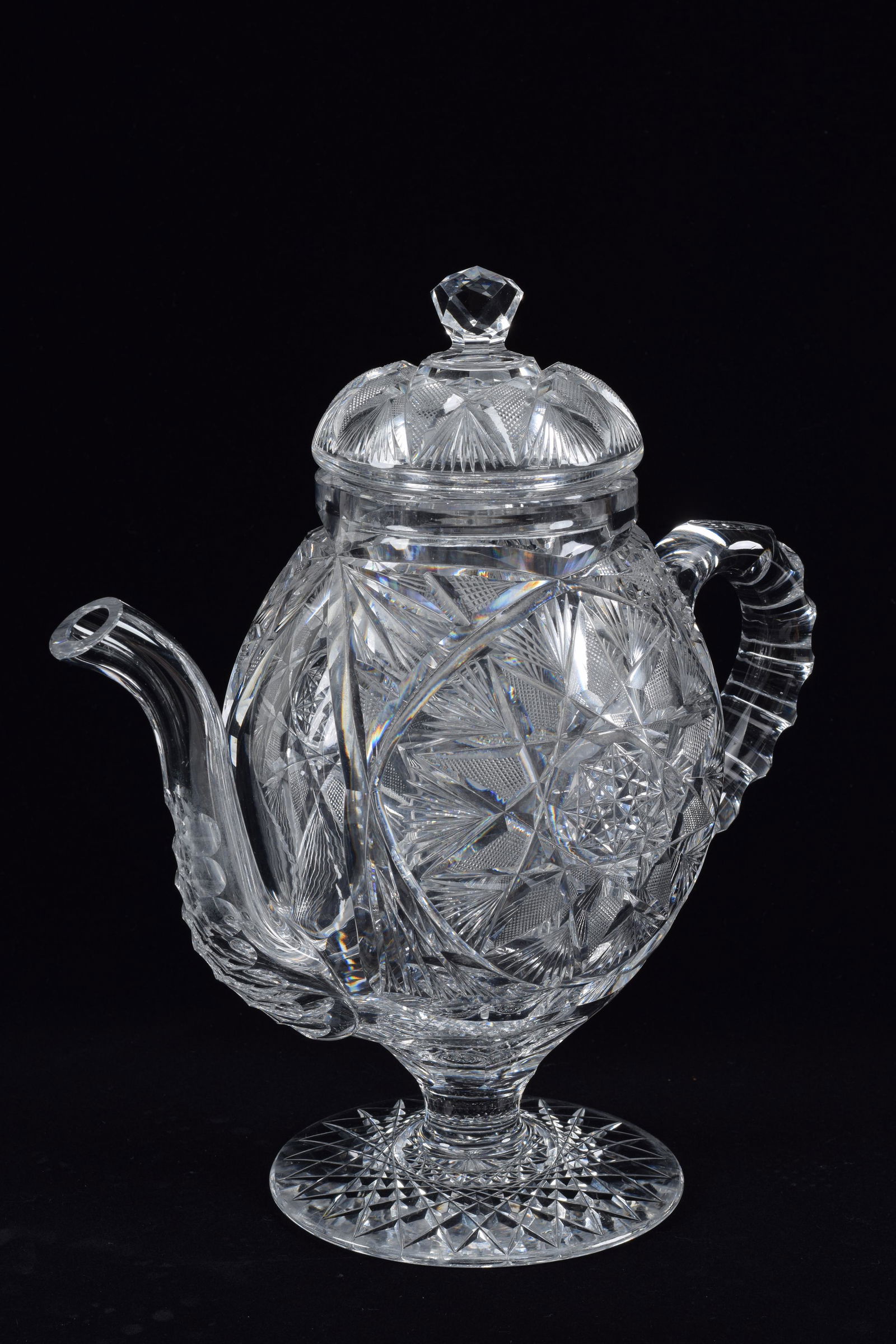American brilliant cut glass rare form tall teapot. Fine quality. Spout possibly ground down? There (1 of 9)