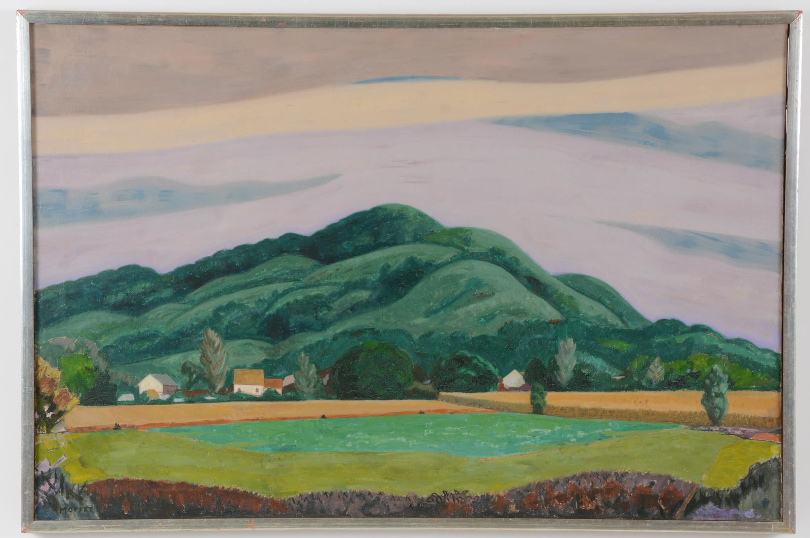 Ross Moffett. Provincetown. "Bluffs of the Missouri". Large hillside landscape with village below. (1 of 9)