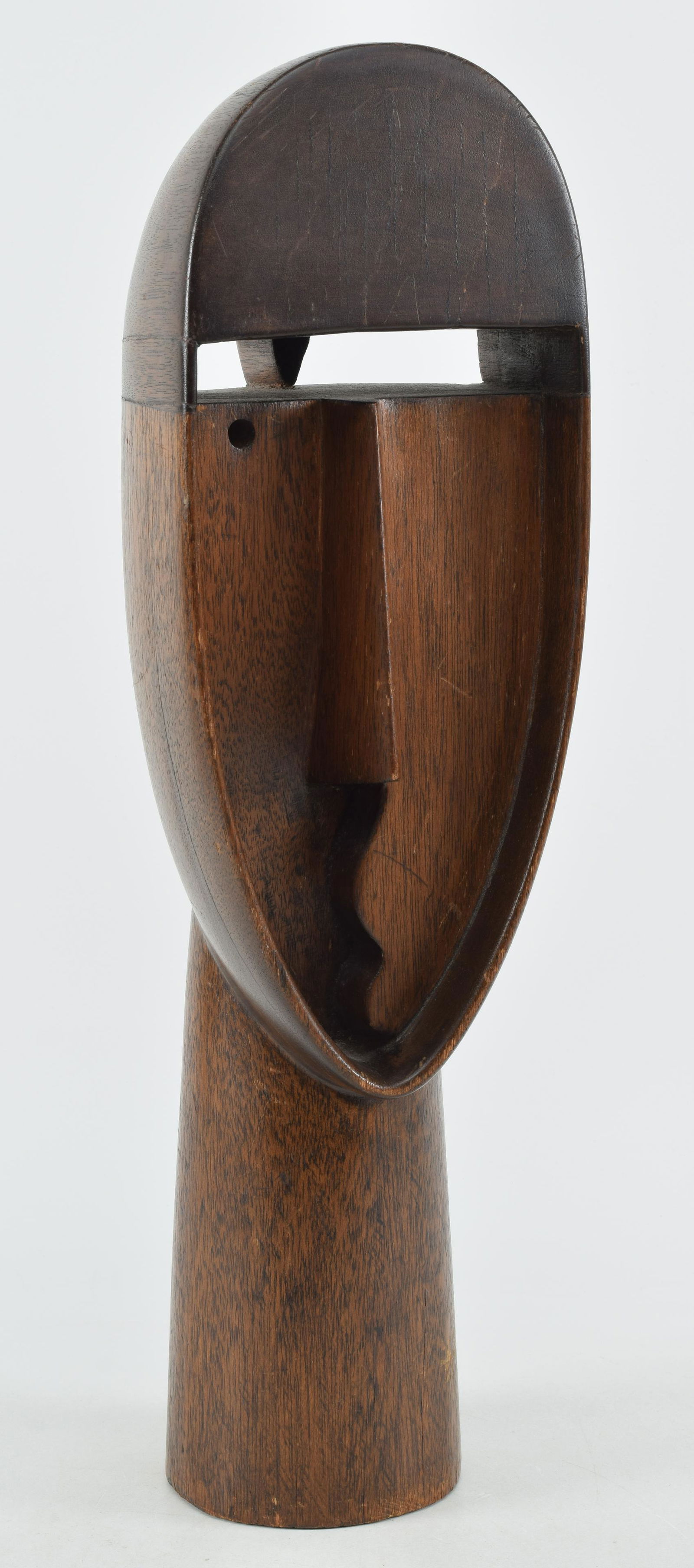 Early 20th century cubist bust sculpture, carved walnut. Height 19.5 in (1 of 8)