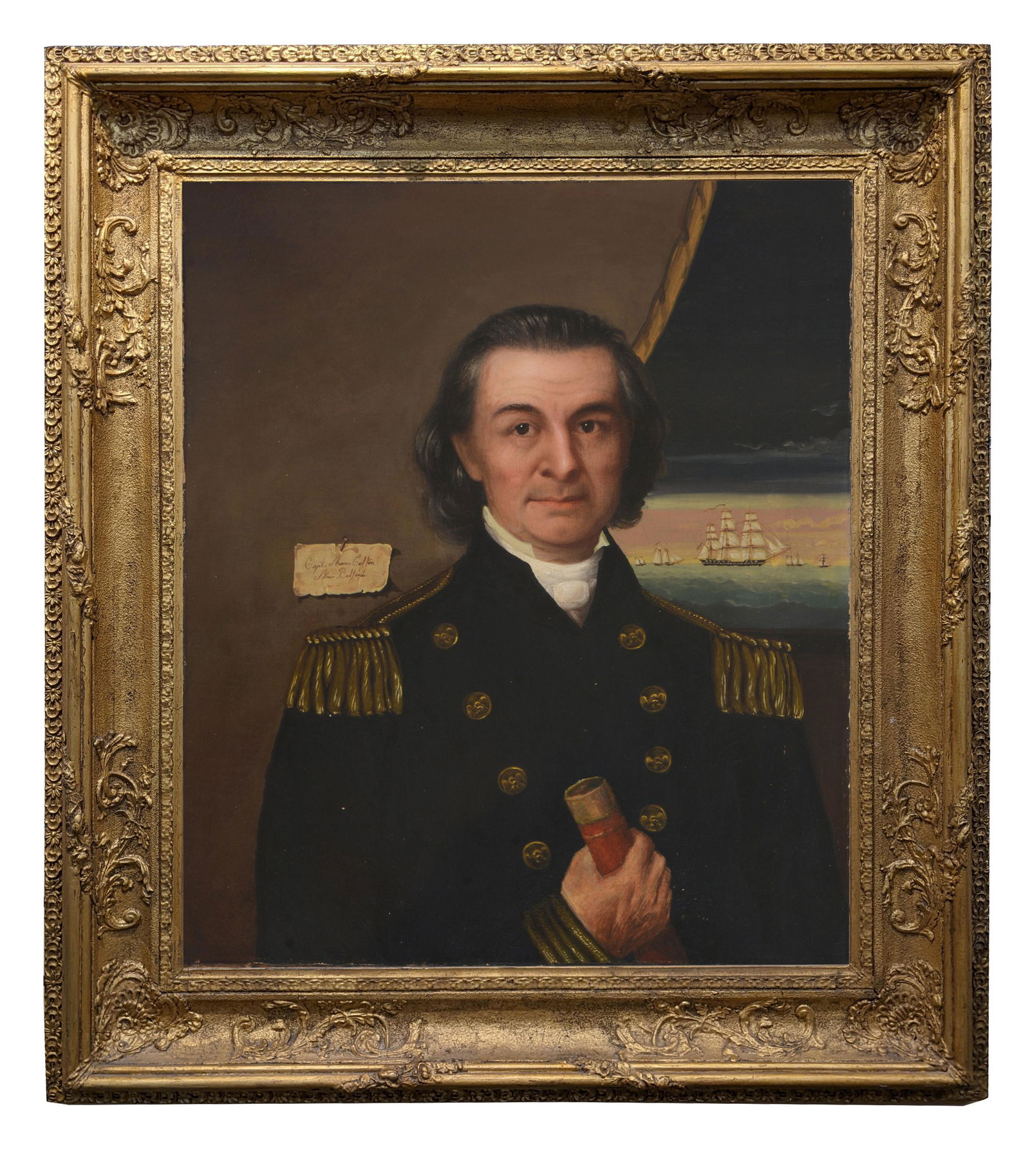19th century portrait of ship captain Aaron Coffin, New Bedford, Mass. Attributed to Joseph Whiting (1 of 6)