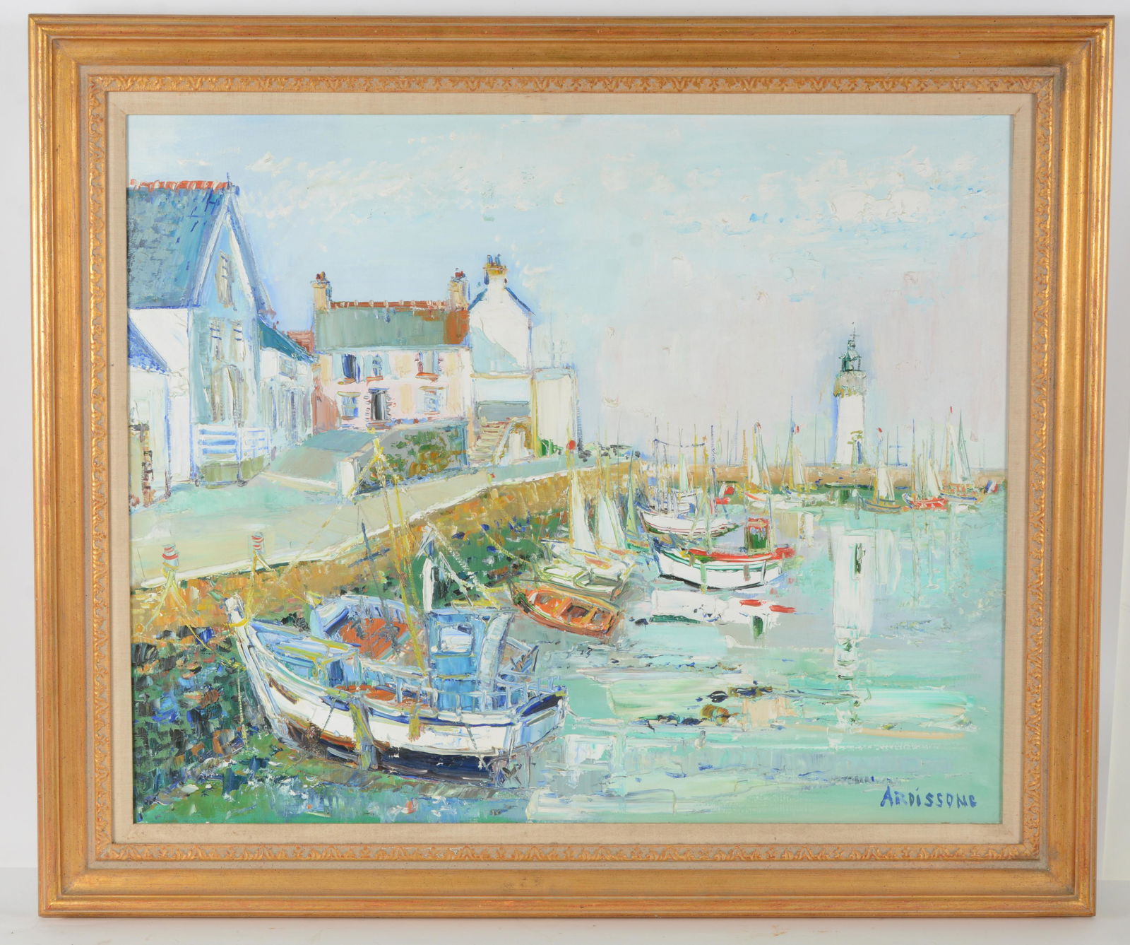 Yolande Ardissone. France/America. "Port Haliguen". Large original harborside seascape with (1 of 11)