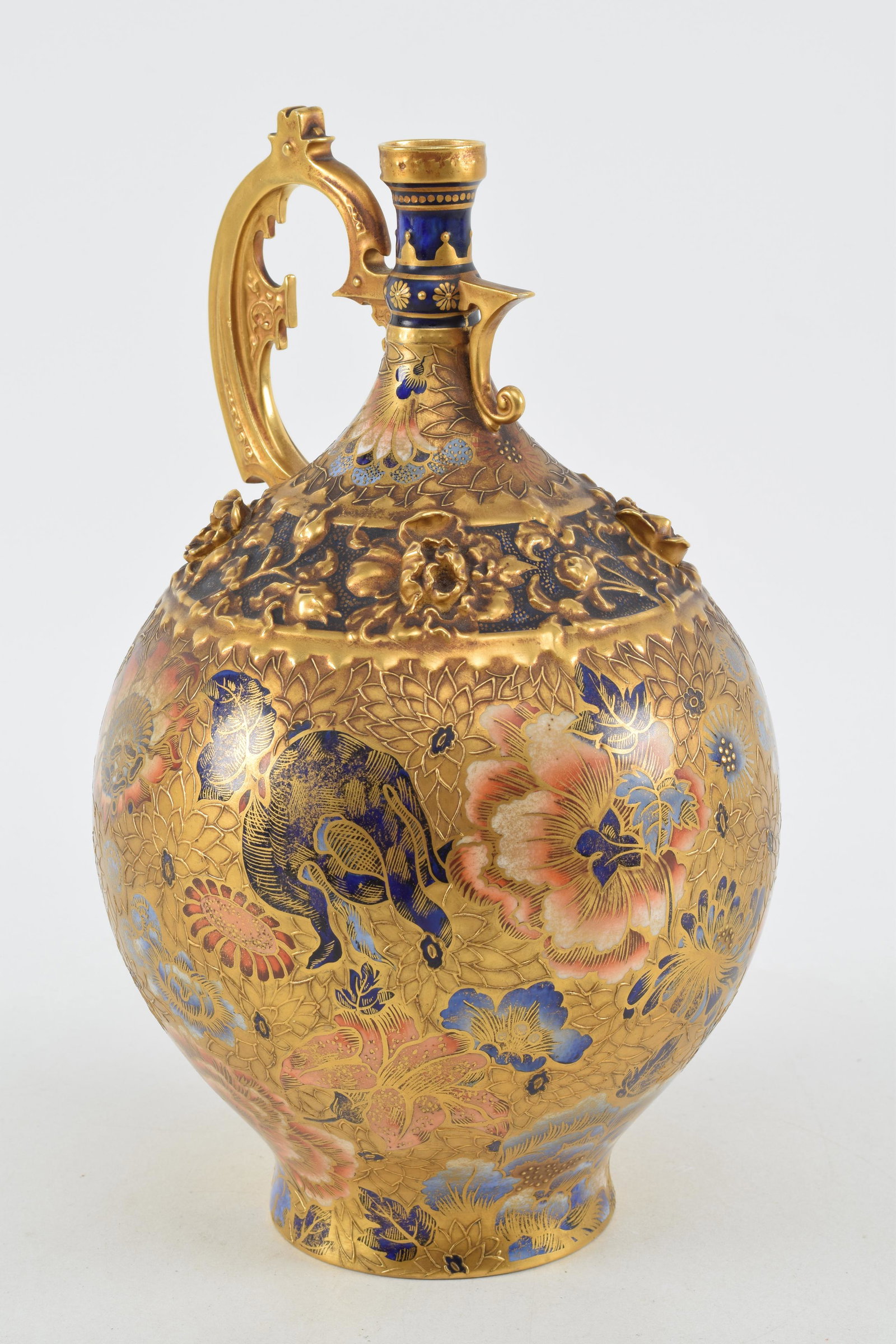Royal Crown Derby fine 19th century Islamic form gilt decorated Imari pattern ewer. Relief gilt (1 of 7)