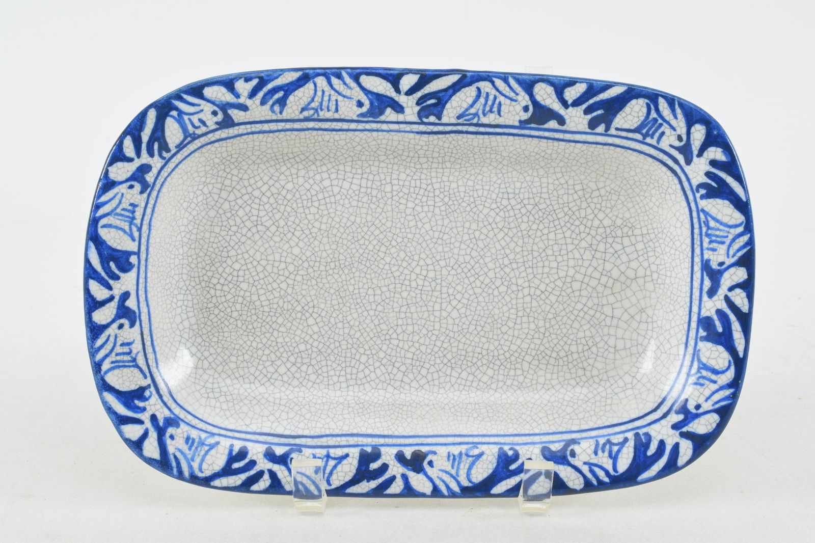 Dedham art pottery rabbit pattern bacon tray. 10 x 6.5 in (1 of 8)