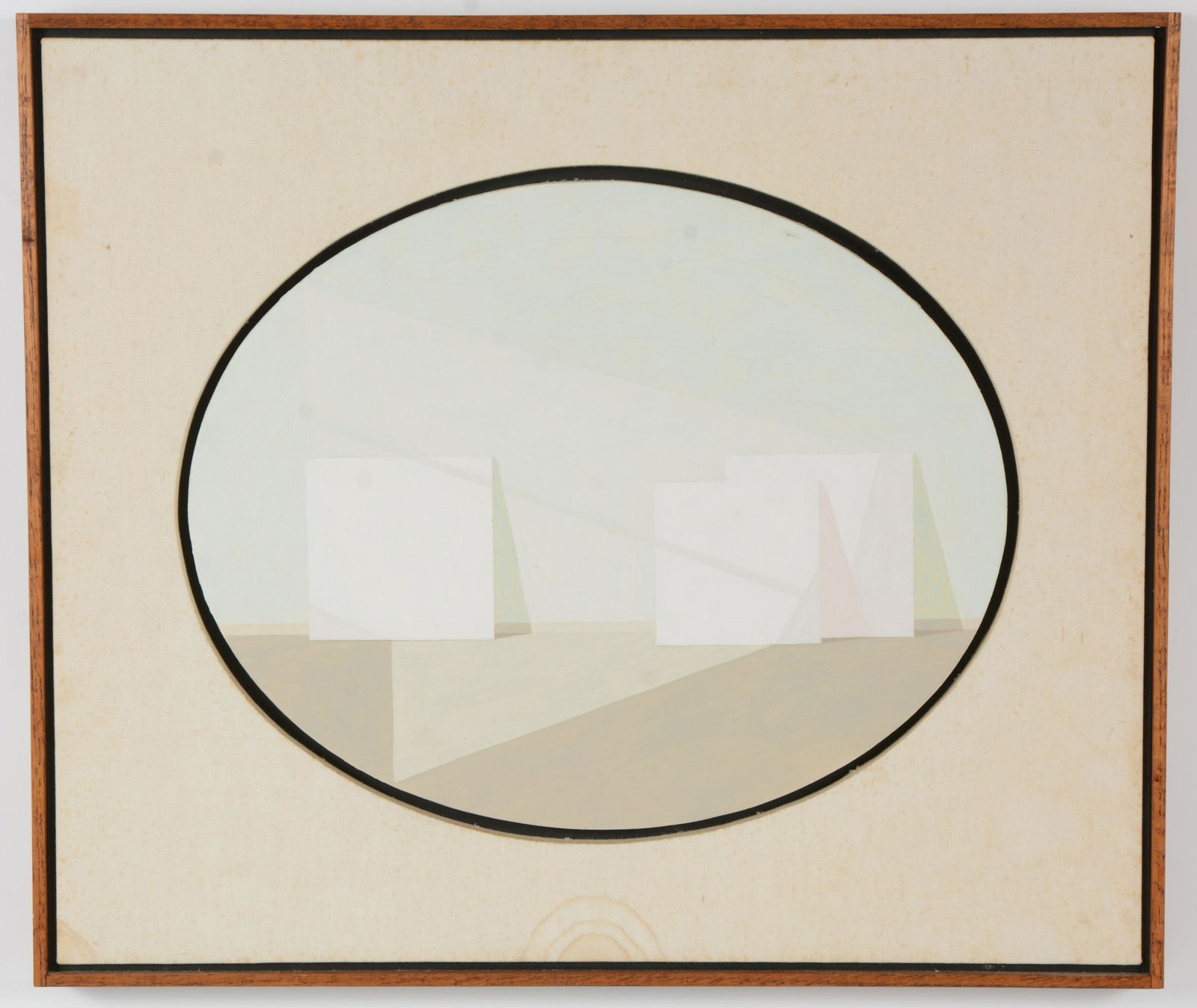 Malcolm Rains. Canada. Oval geometric abstract painting .Custom made 3-D frame. Oil on stretched (1 of 5)