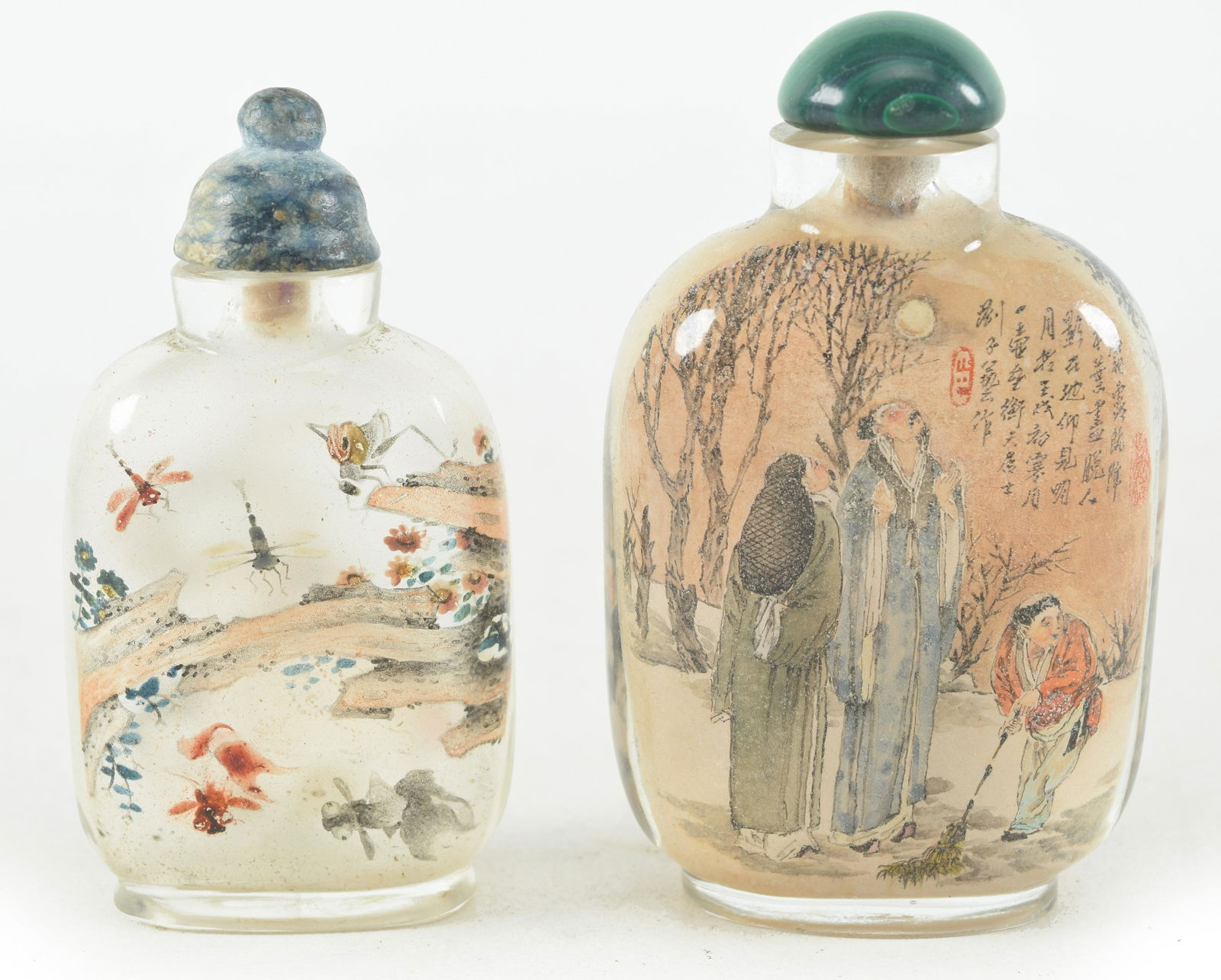 2 finely painted interior glass snuff bottles. China. Early 20th century. Largest 3in. One with fish (1 of 10)