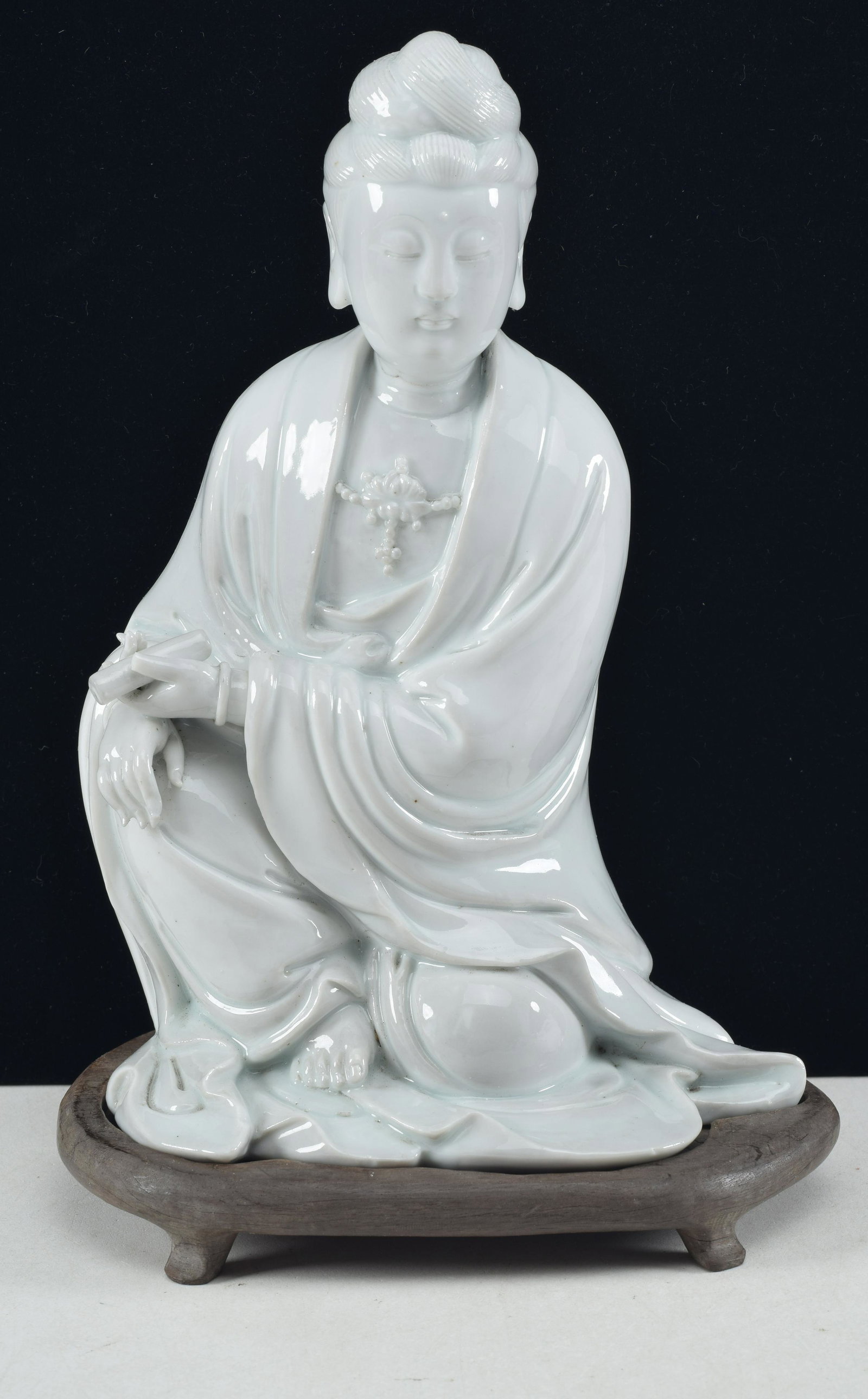 Blanc de Chine porcelain figure of the goddess of mercy Kuan Yin. China. 19th century. Signed. 9in h (1 of 9)