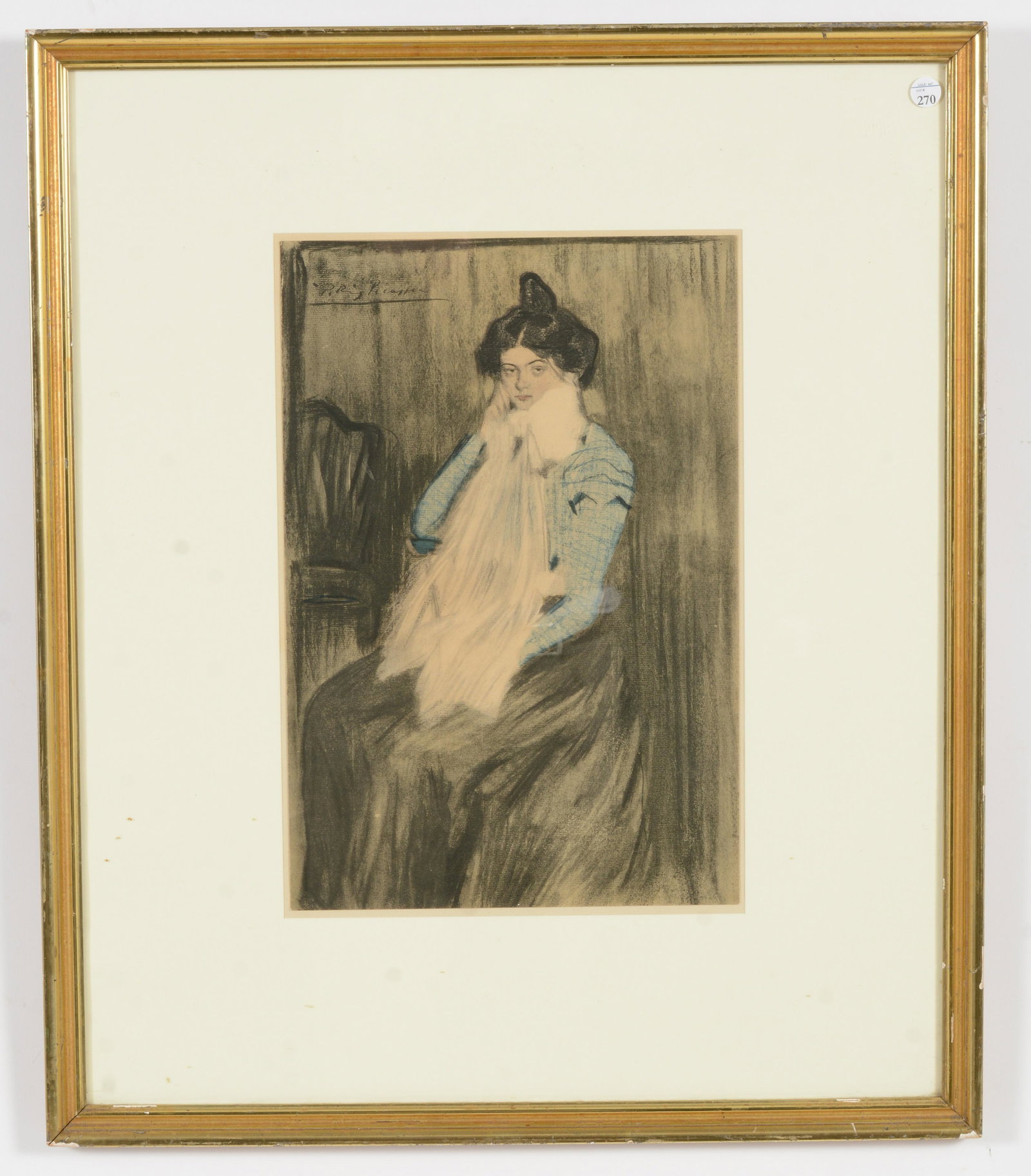 Pablo Picasso. Lithograph print after "Lola, Picasso's Sister". Framed under glass. Sheet size:: Pablo Picasso. Lithograph print after "Lola, Picasso's Sister". Framed under glass. Sheet size: 16.75 x 11.25in. Overall: 28 x 24in.