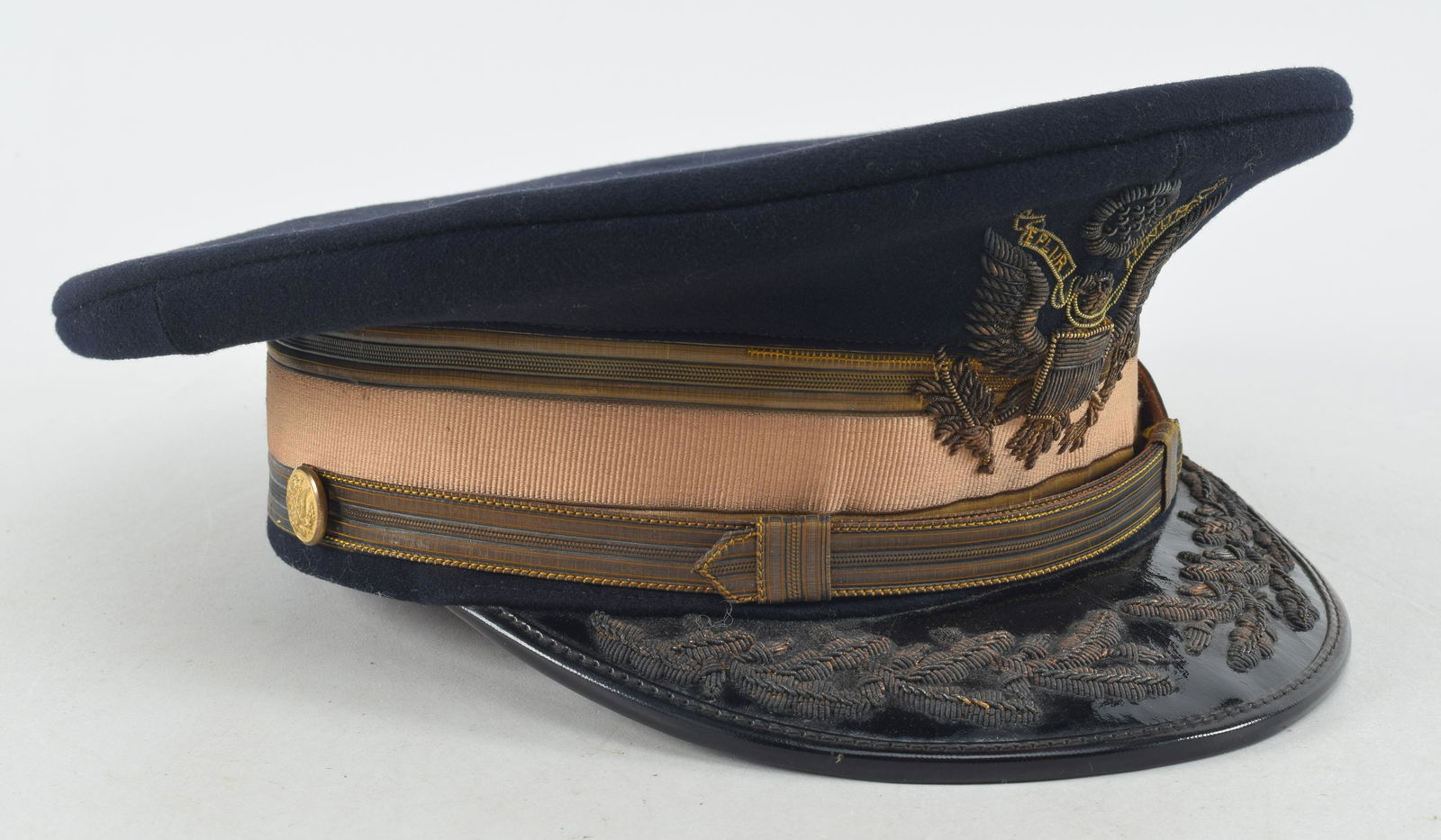 Pre WWII U.S. 1930s Artillery Officer Dress Visor Cap. This cap is maker stamped "The Centurion Mc: Pre WWII U.S. 1930s Artillery Officer Dress Visor Cap. This cap is maker stamped "The Centurion Mc Enemy & Scott Inc. 2 West 45th St. N.Y.C." and has a high quality embroidered cap badge with bullion