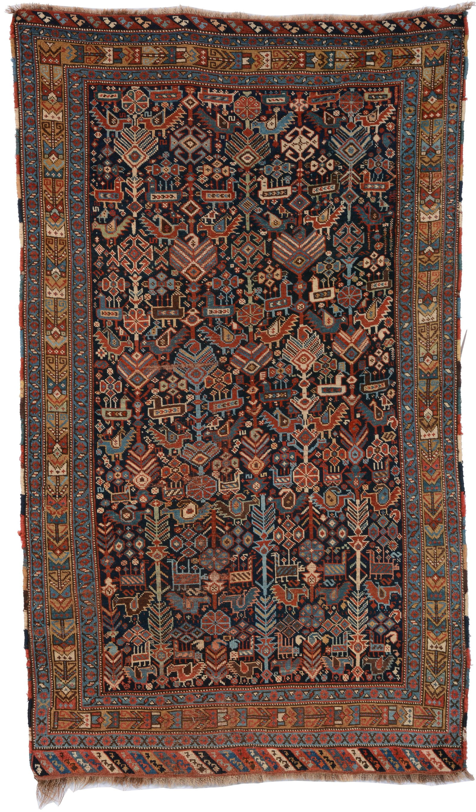 Kampseh Bird Rug, Persia, ca. 1900 5 ft. 5 in. x 3 ft. 1 in. Provenance: The George Gilmore (1 of 3)