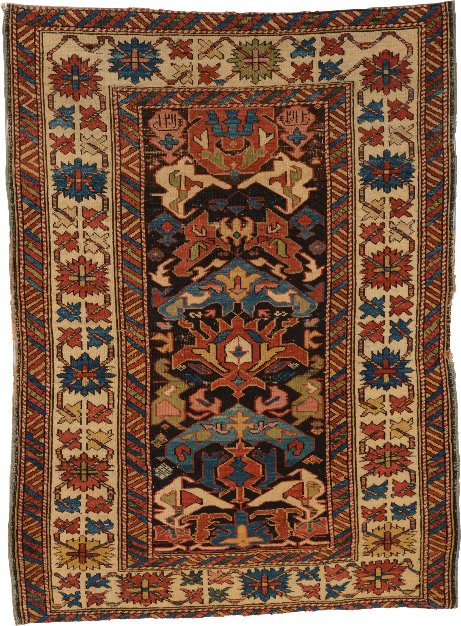 Bidjov Rug, Caucasus, dated twice 4 ft. 4 in. x 3 ft. 4 in. Provenance: The George Gilmore (1 of 5)
